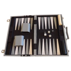 Vintage Grey and Black Backgammon Game Case