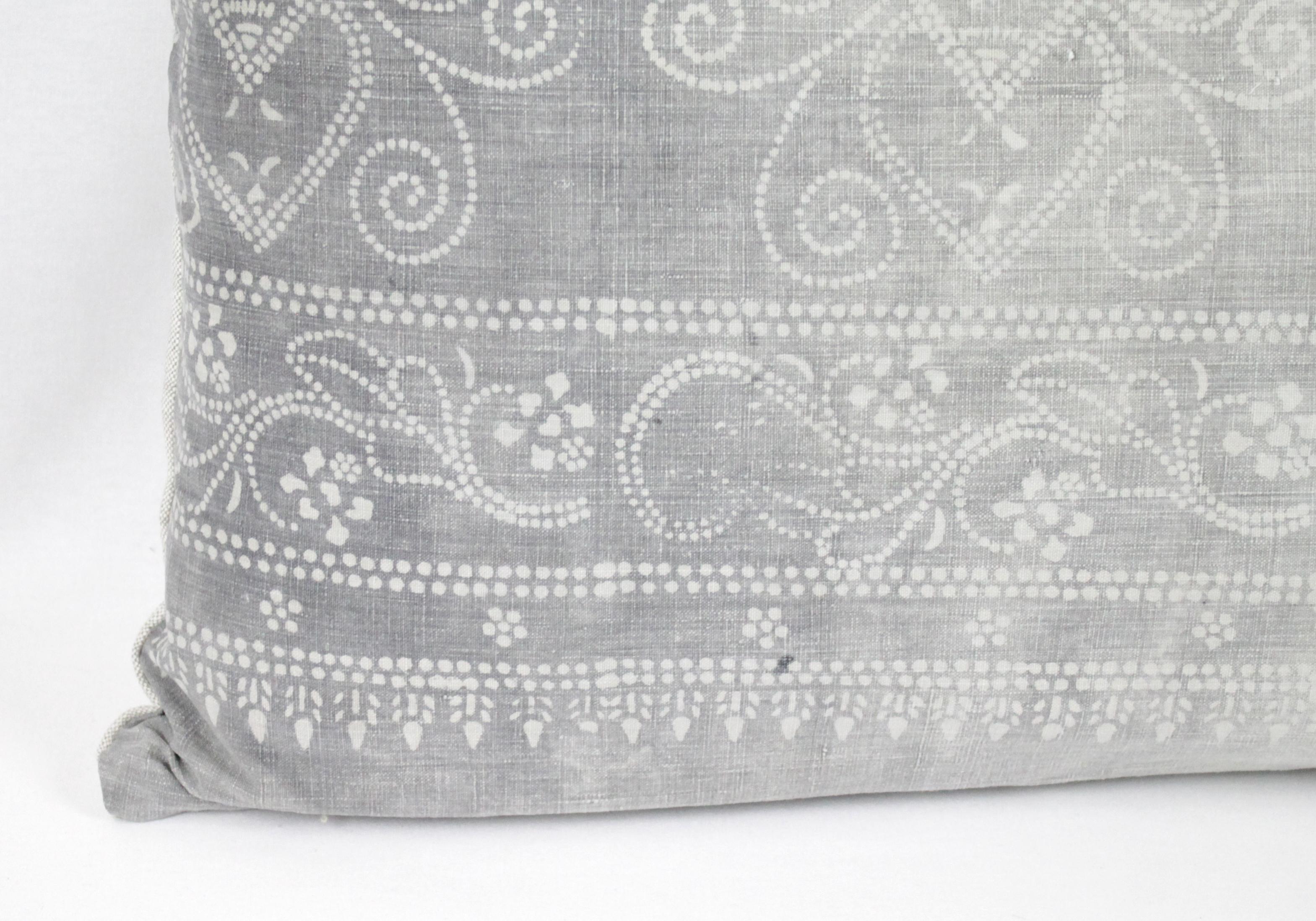 Cotton Vintage Grey Batik Style Pillow