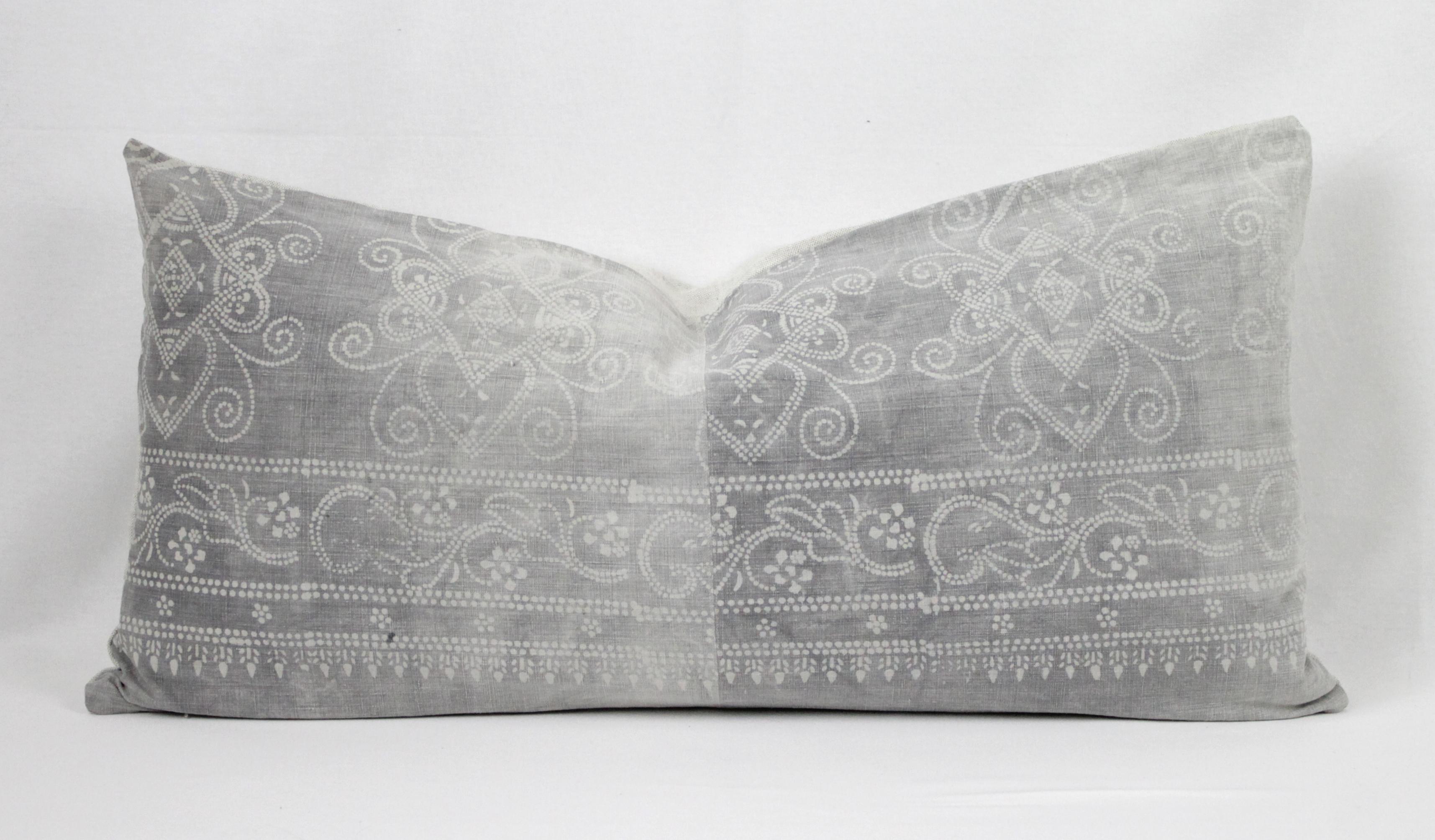 Vintage Grey Batik Style Pillow 1