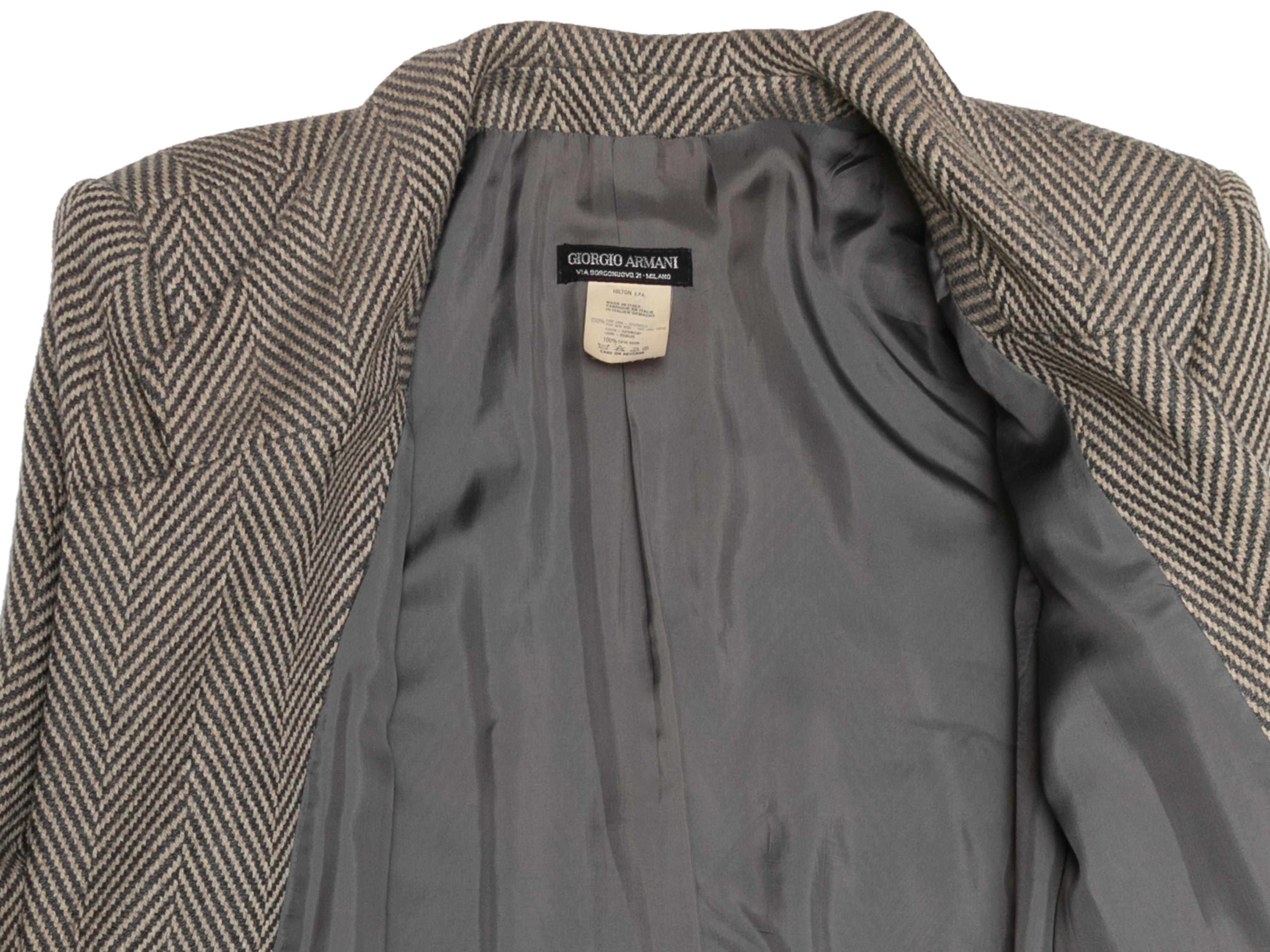 Women's Vintage Grey & Beige Giorgio Armani Herringbone Virgin Wool Blazer Size IT 40 For Sale
