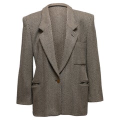Giorgio Armani blazer vintage gris et beige à chevrons en laine vierge taille IT 40