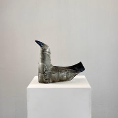 Vintage Grey Bird Stoneware Vase by Bertil Vallien for Rörstrand, 1970s Sweden