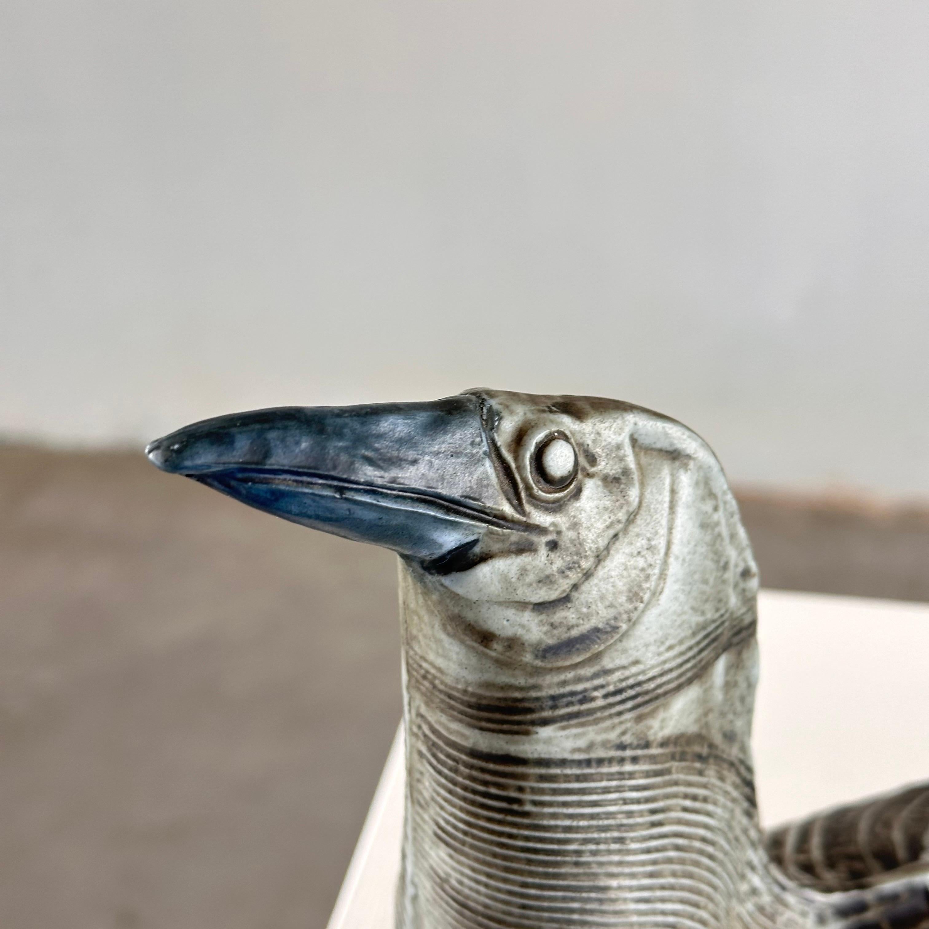 Late 20th Century Vintage Grey Bird Stoneware Vase by Bertil Vallien for Rörstrand, 1970s Sweden