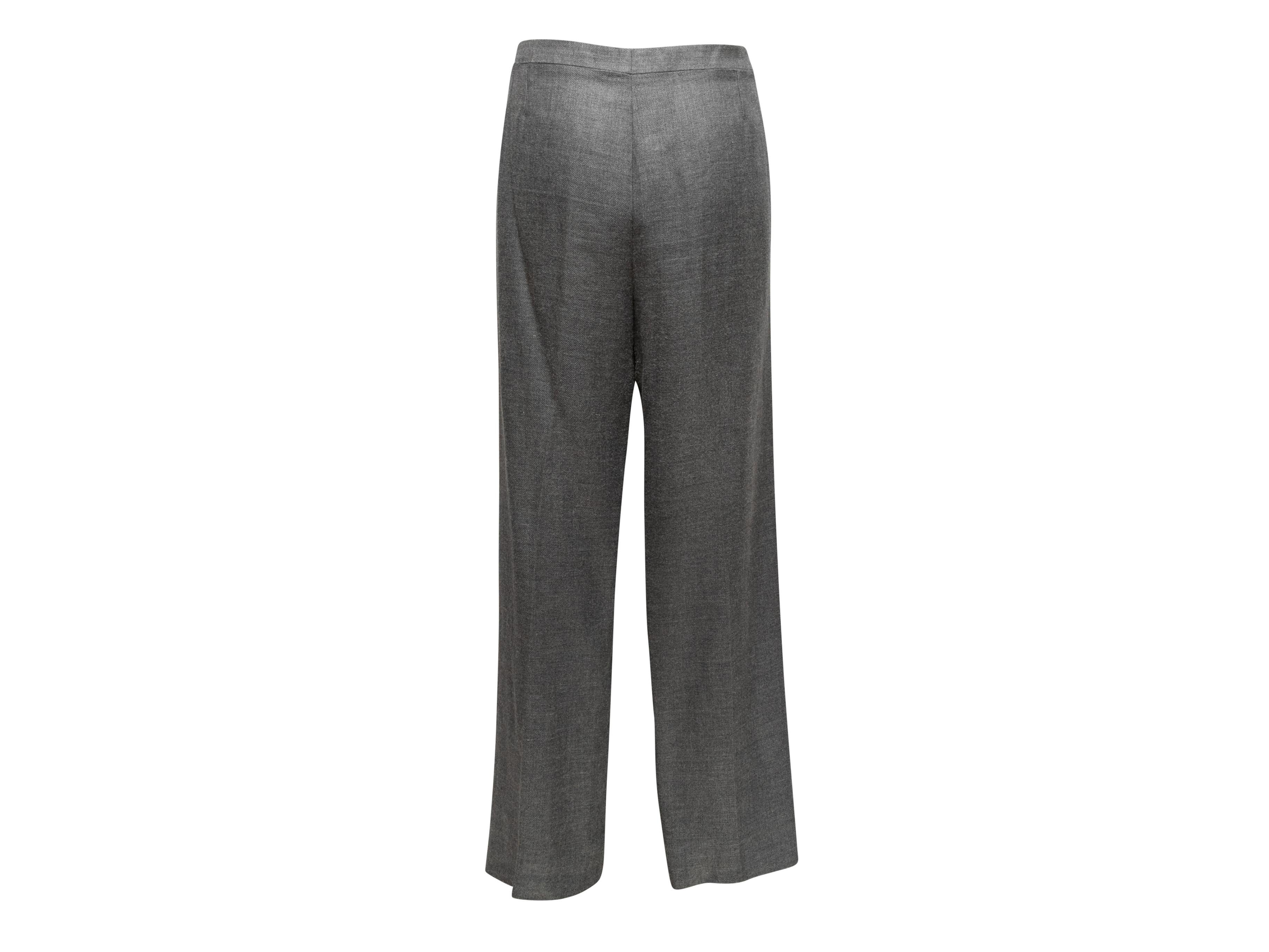 Vintage Grey Chanel Cruise 2005 Linen & Cashmere-Blend Trousers Size FR 48 In Good Condition For Sale In New York, NY