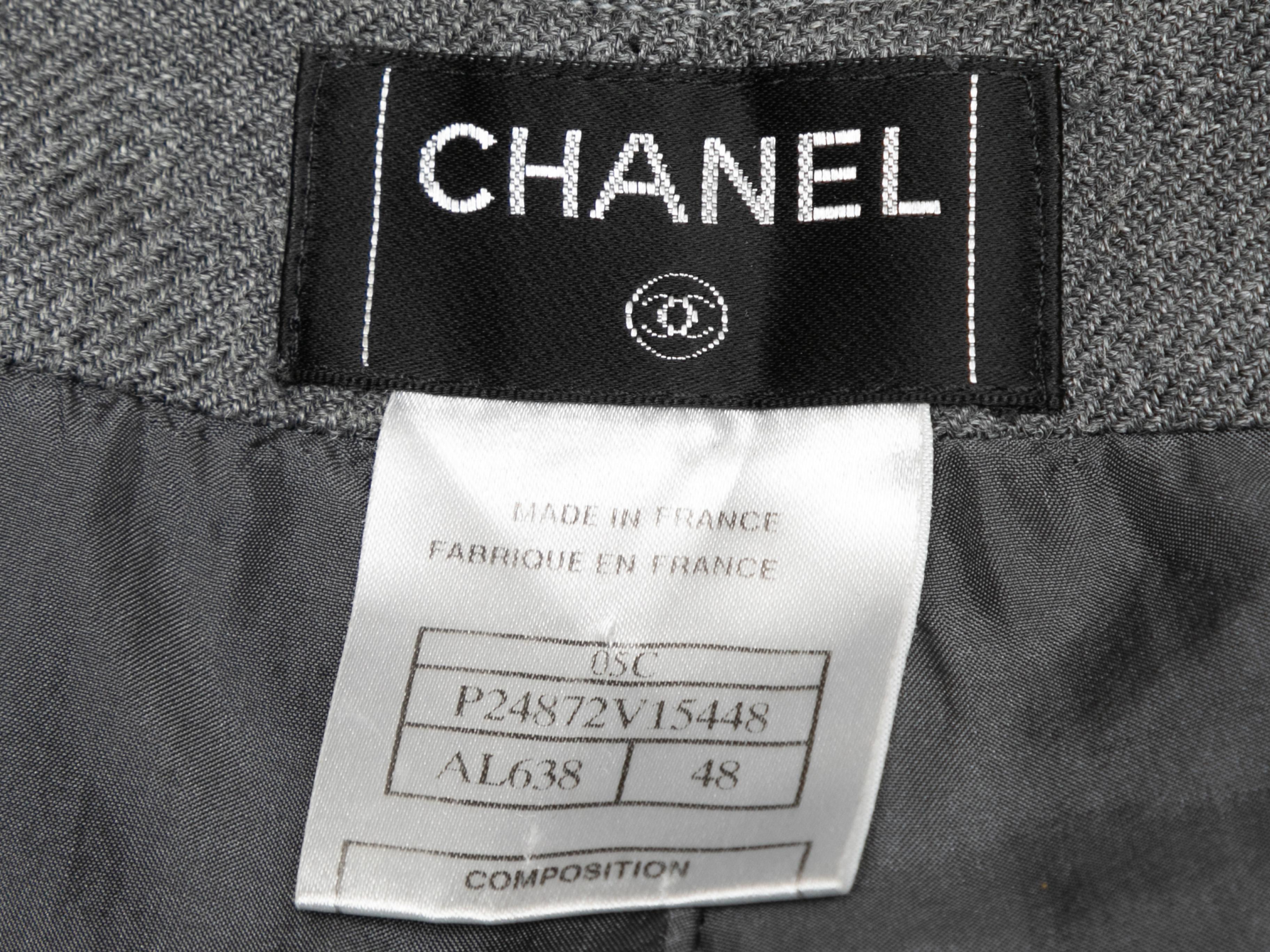 Women's or Men's Vintage Grey Chanel Cruise 2005 Linen & Cashmere-Blend Trousers Size FR 48 For Sale