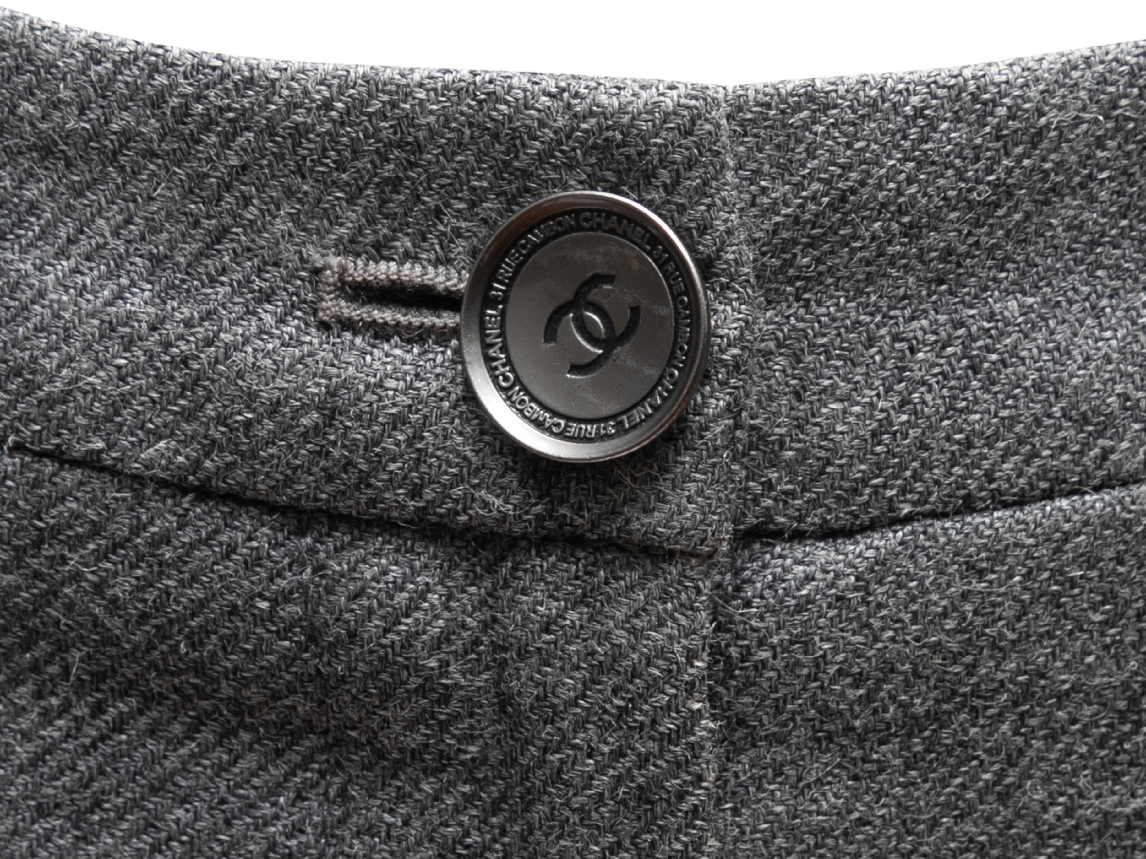 Vintage Grey Chanel Cruise 2005 Linen & Cashmere-Blend Trousers Size FR 48 For Sale 2