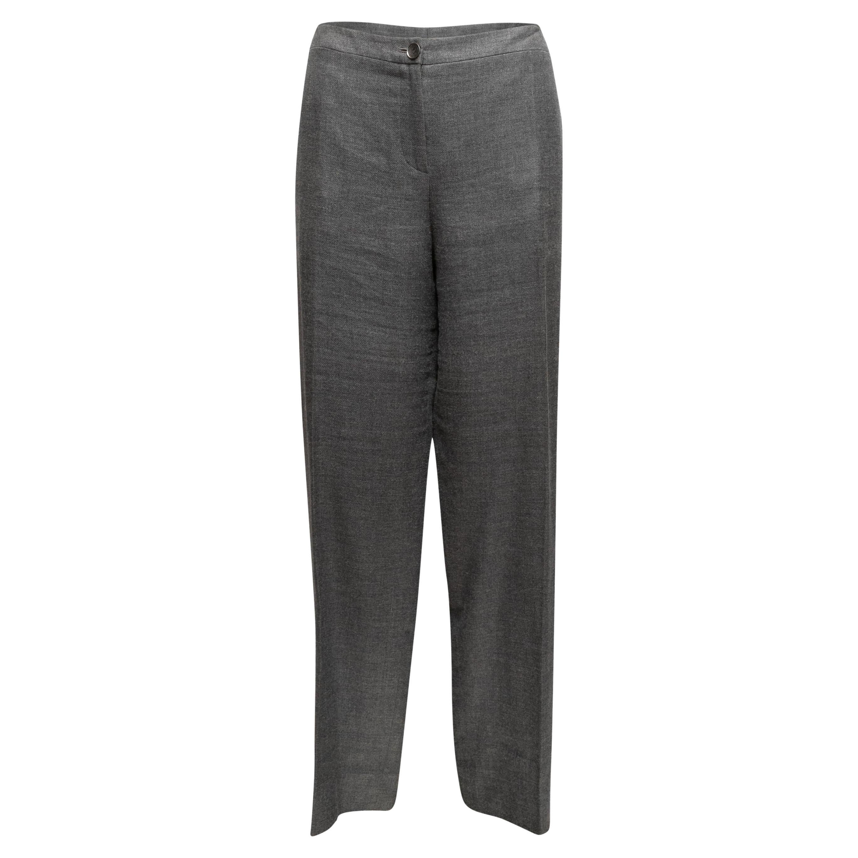 Vintage Grey Chanel Cruise 2005 Linen & Cashmere-Blend Trousers Size FR 48 For Sale