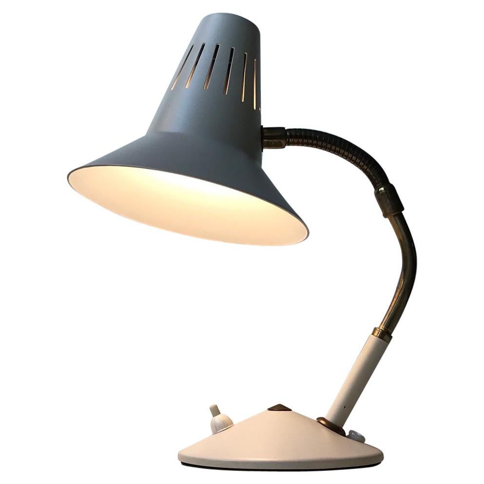 Lampada da tavolo Diablo grigia vintage con dettagli in ottone di Elektrik Norway, anni '50 in vendita