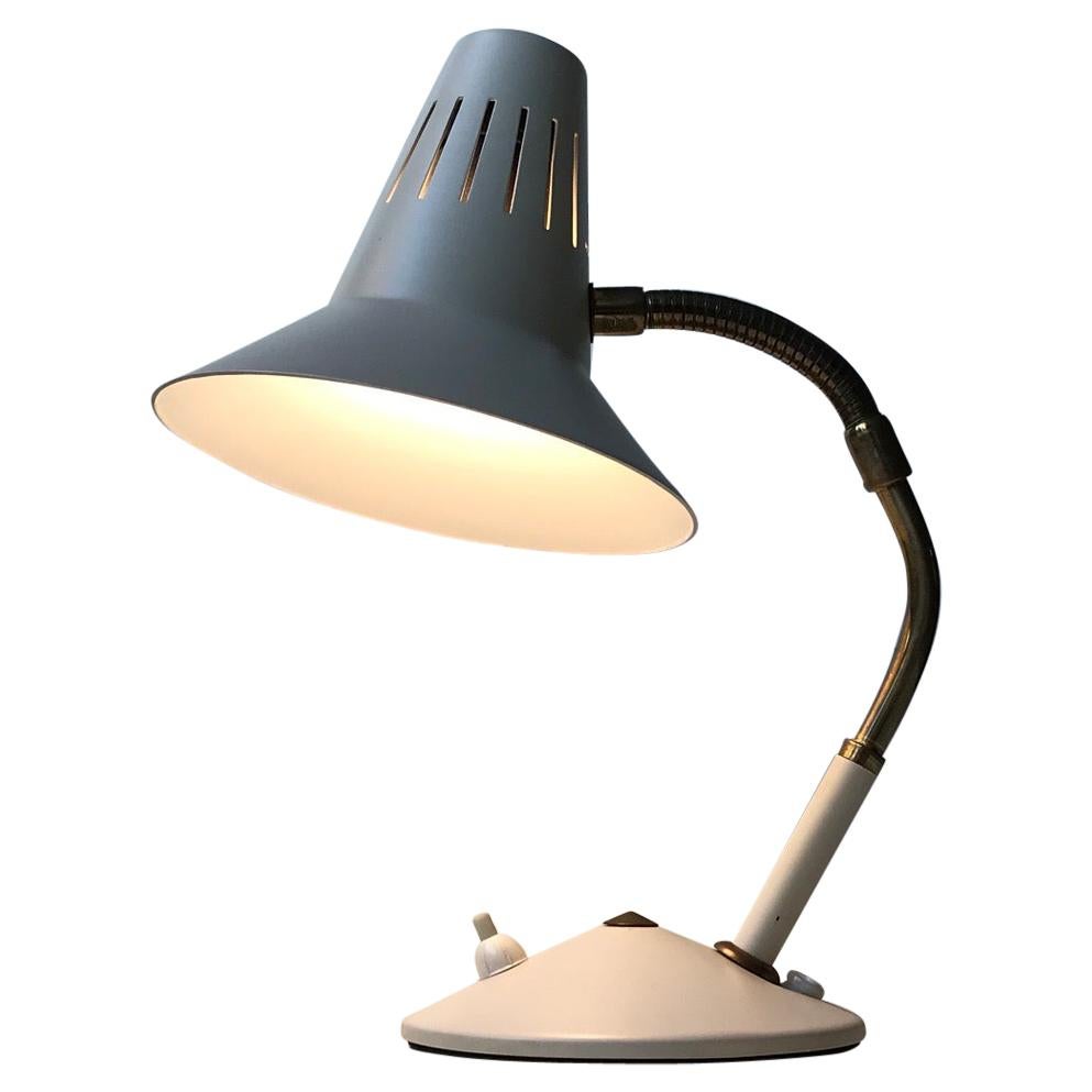 Vintage Grey Diablo Table Lamp with Brass Details by Elektrik Norway, 1950s For Sale