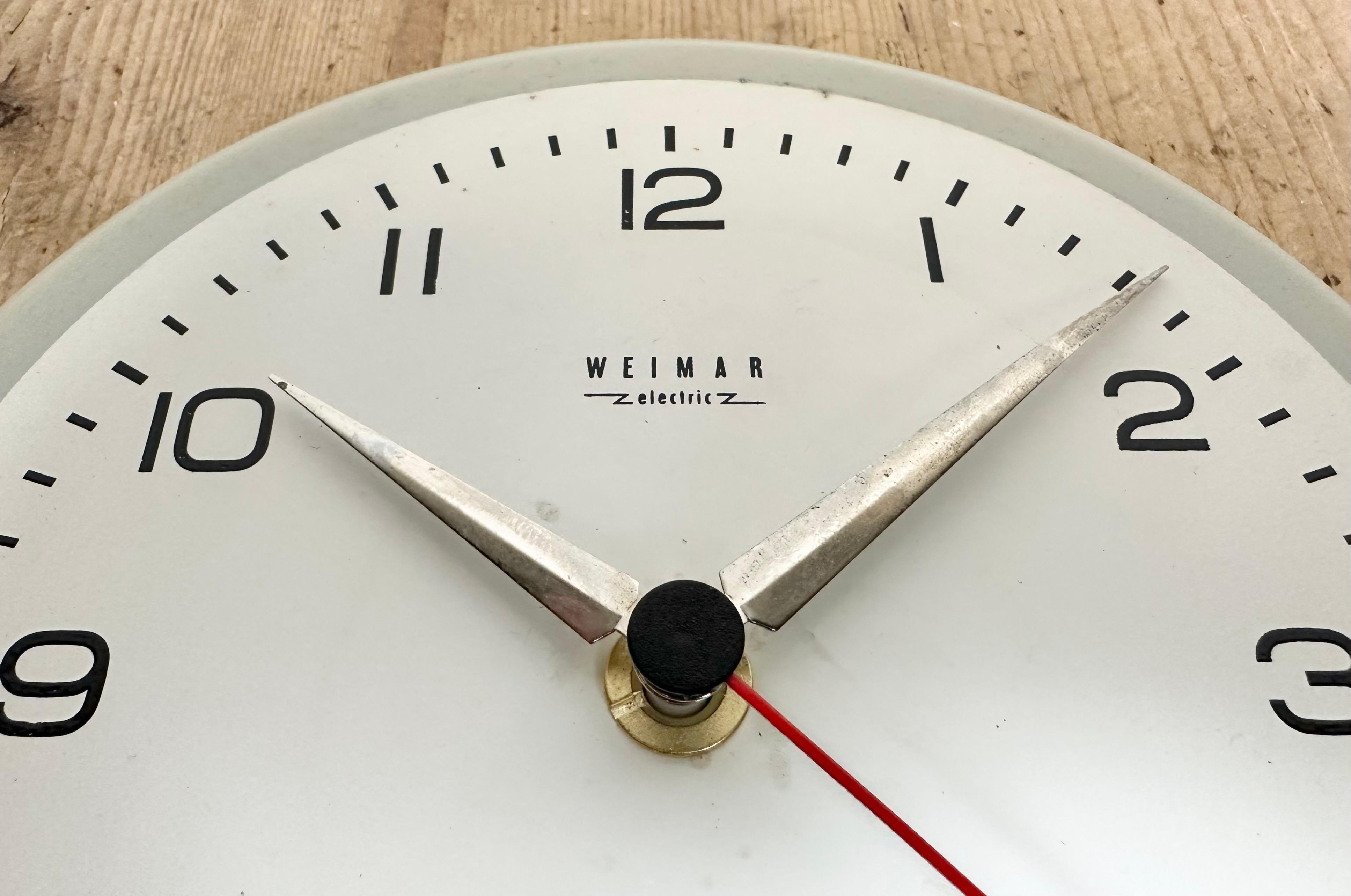 Vintage Grey East German Wall Clock from Weimar Electric, 1970s 10