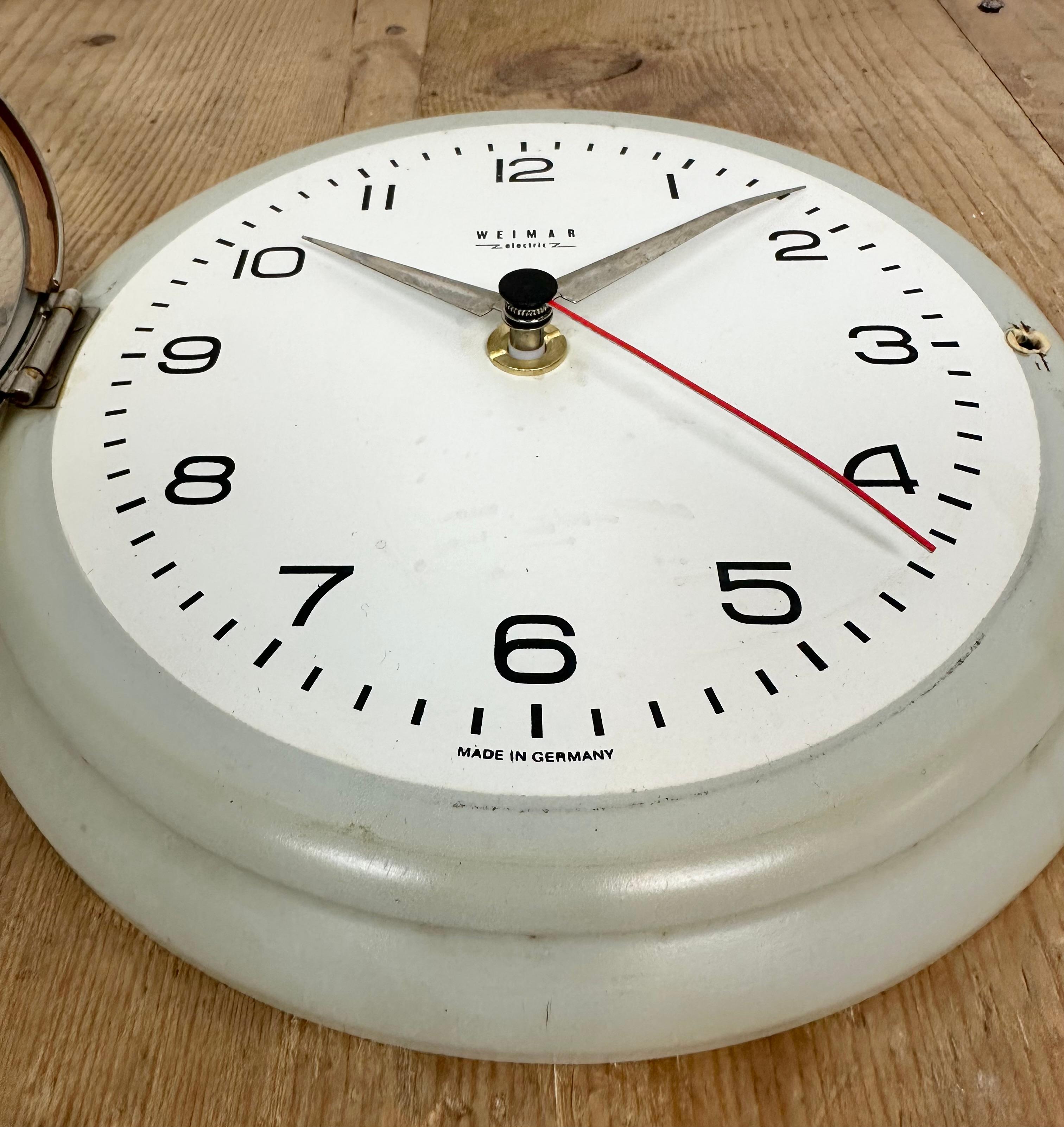 Vintage Grey East German Wall Clock from Weimar Electric, 1970s 11