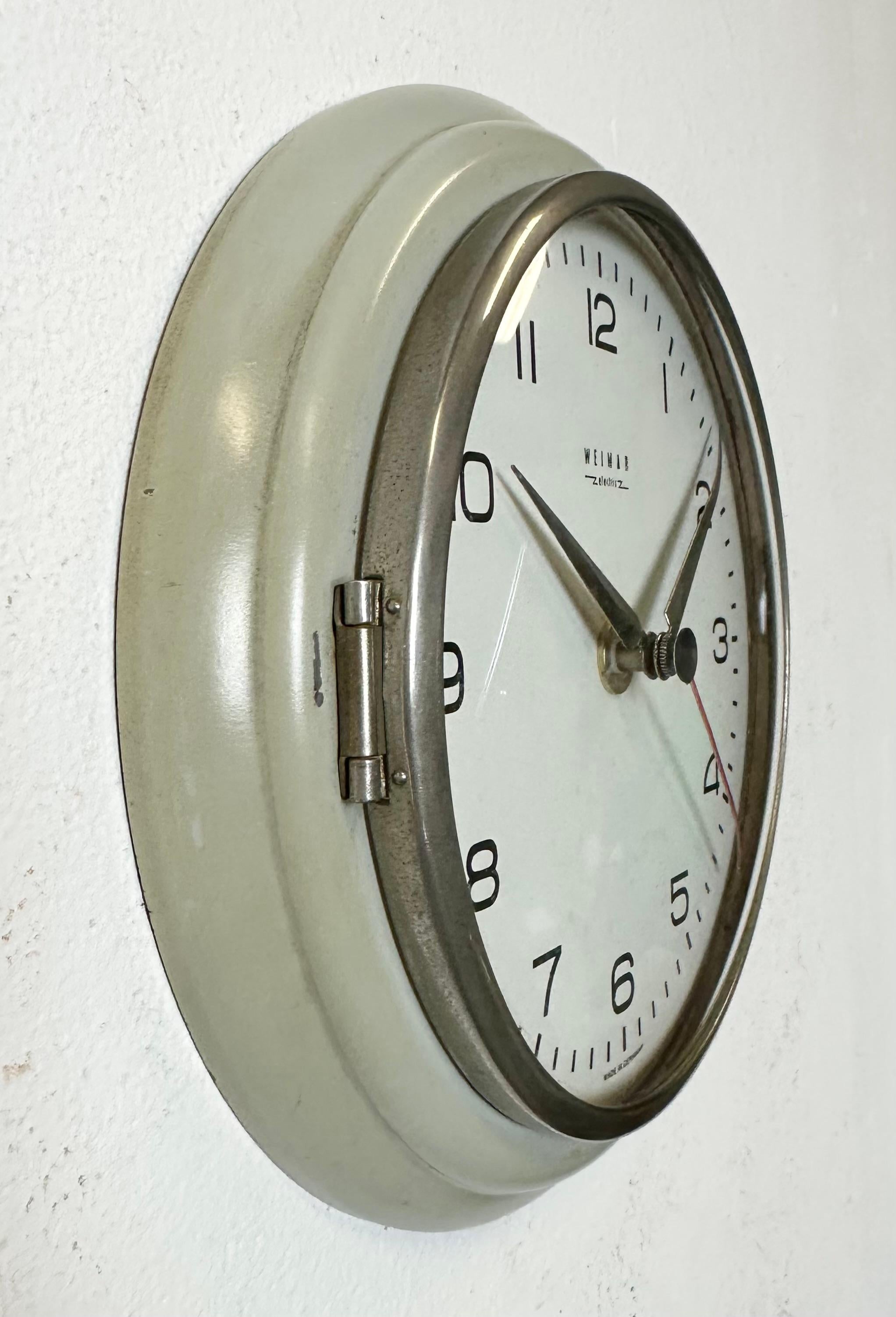 Late 20th Century Vintage Grey East German Wall Clock from Weimar Electric, 1970s