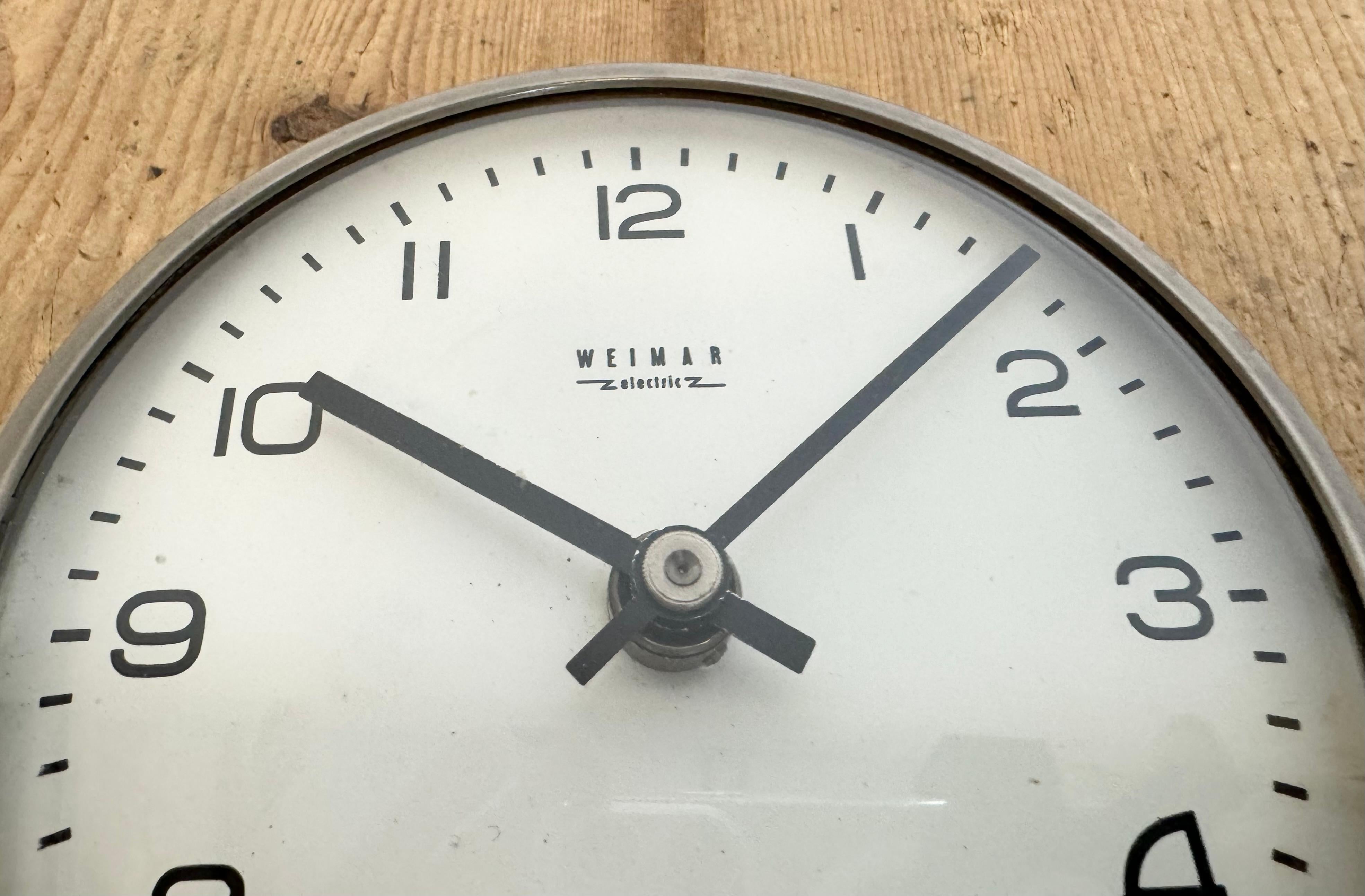 Vintage Grey East German Wall Clock from Weimar Electric, 1970s For Sale 6