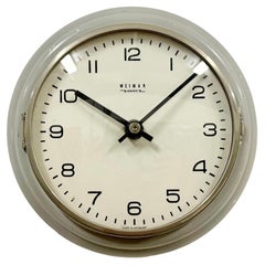 Vintage Grey East German Wall Clock from Weimar Electric, 1970s