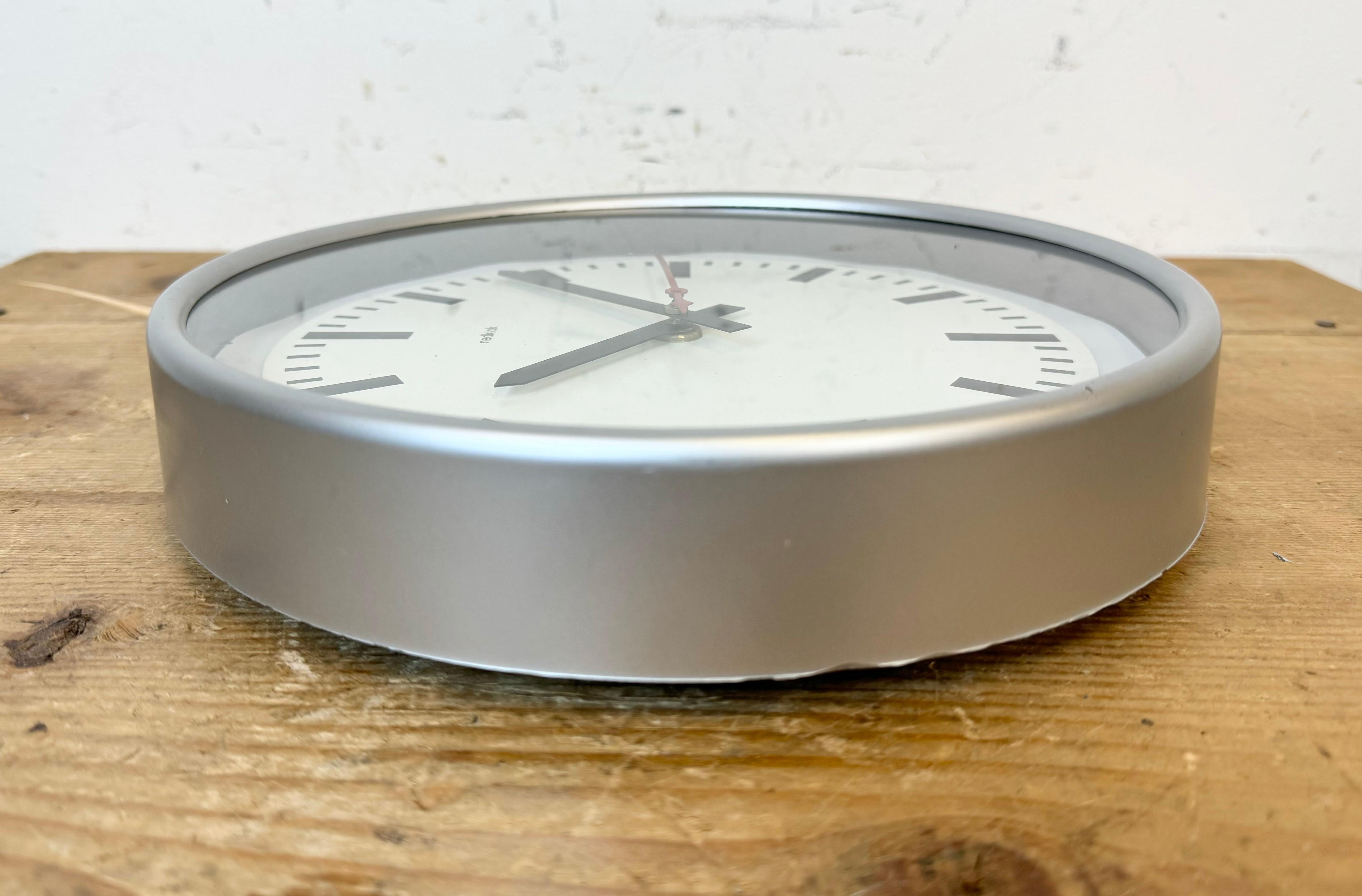 Vintage Grey Electric Station Wall Clock from Nedklok, 1990s 7