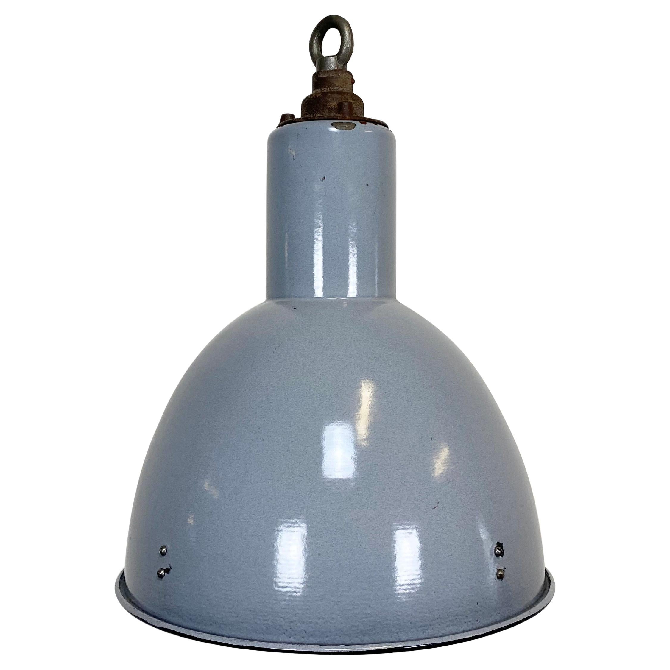 Vintage Grey Enamel Industrial Bauhaus Lamp, 1950s