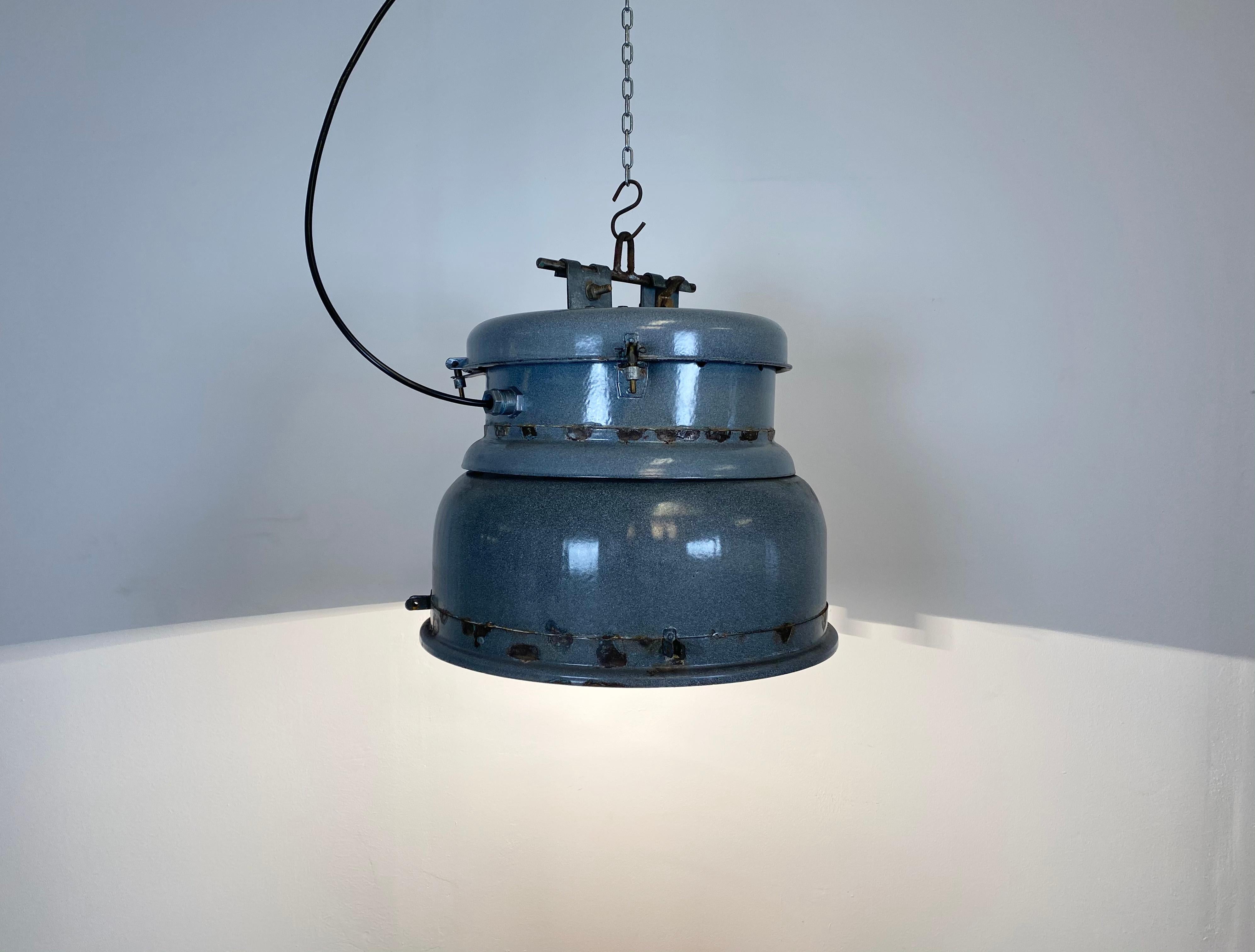 Vintage Grey Enamel Industrial Lamp, 1950s 1