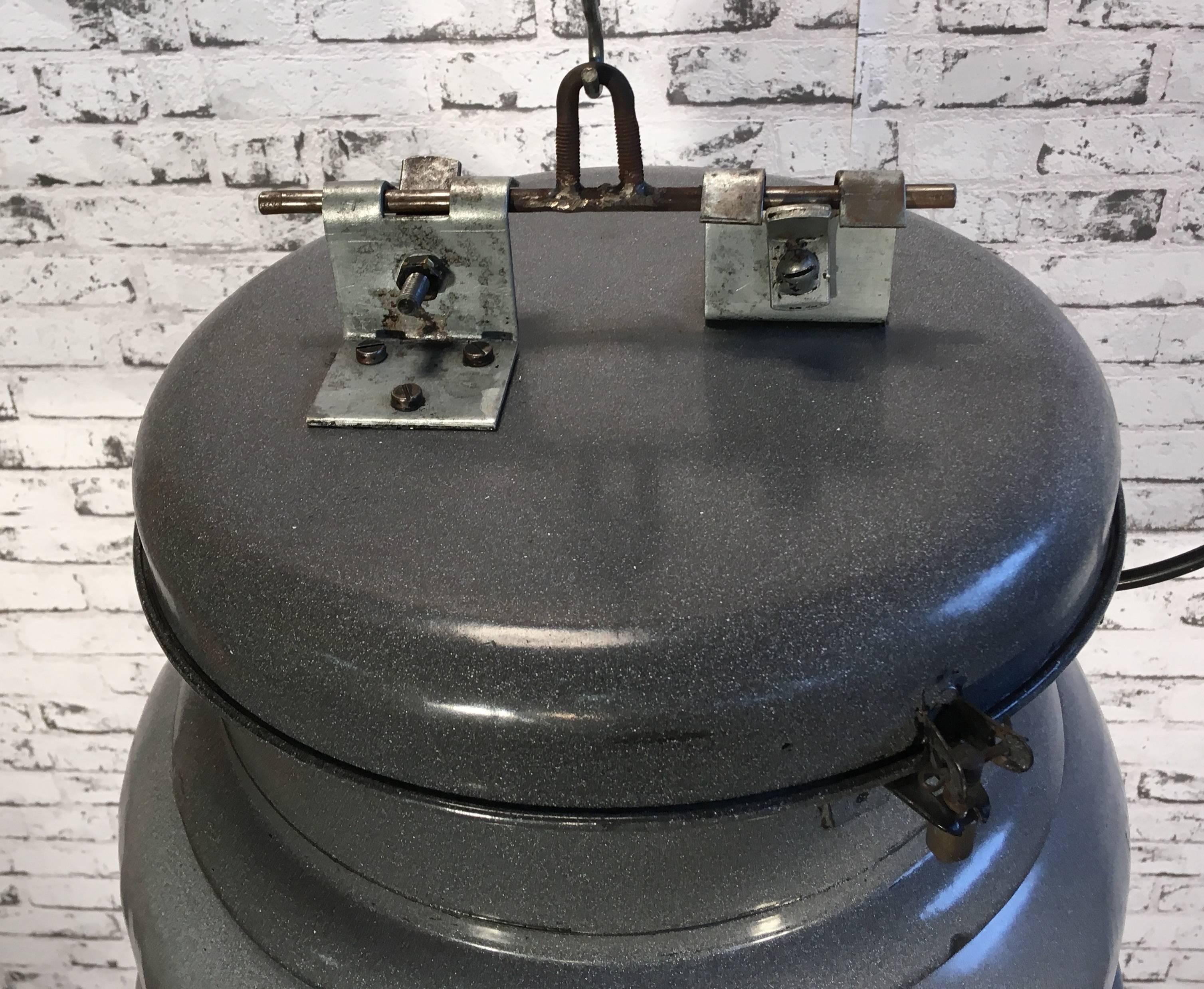 Mid-20th Century Vintage Grey Enamel Industrial Lamp