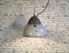 Vintage Grey Enamelled Hanging Lamp