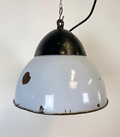 Vintage Industrial Grey Enamel Hanging Lamp, 1930s