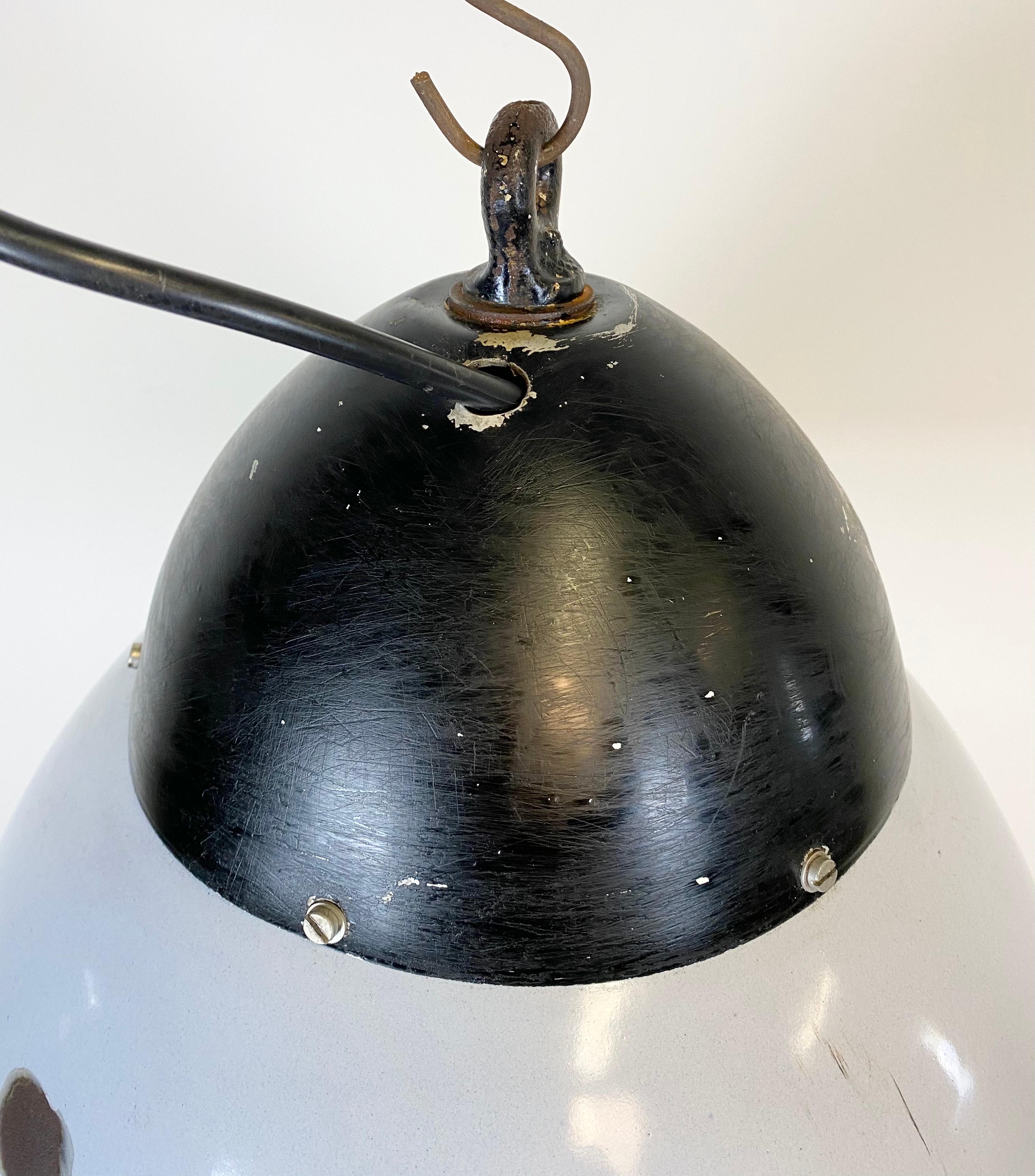 Bauhaus Vintage Grey Enameled Hanging Lamp For Sale