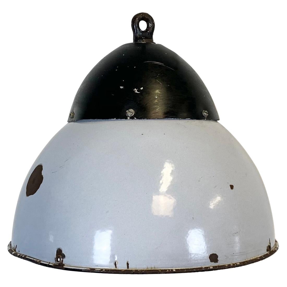 Vintage Grey Enameled Hanging Lamp For Sale
