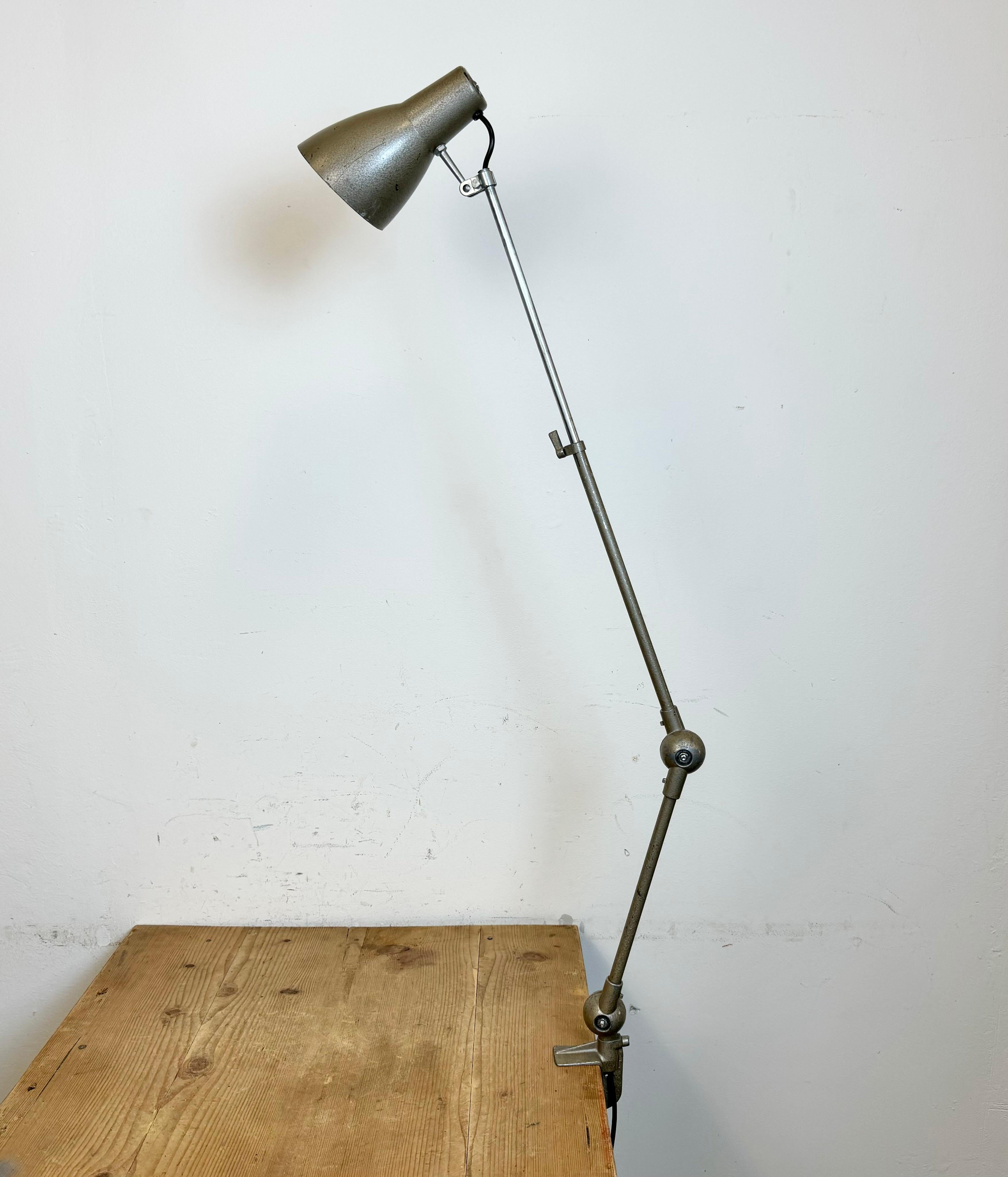 Late 20th Century Vintage Grey French Adjustable Table Lamp, 1960s For Sale
