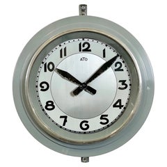 Vintage Grey French Factory Wall Clock from ATO, 1950s