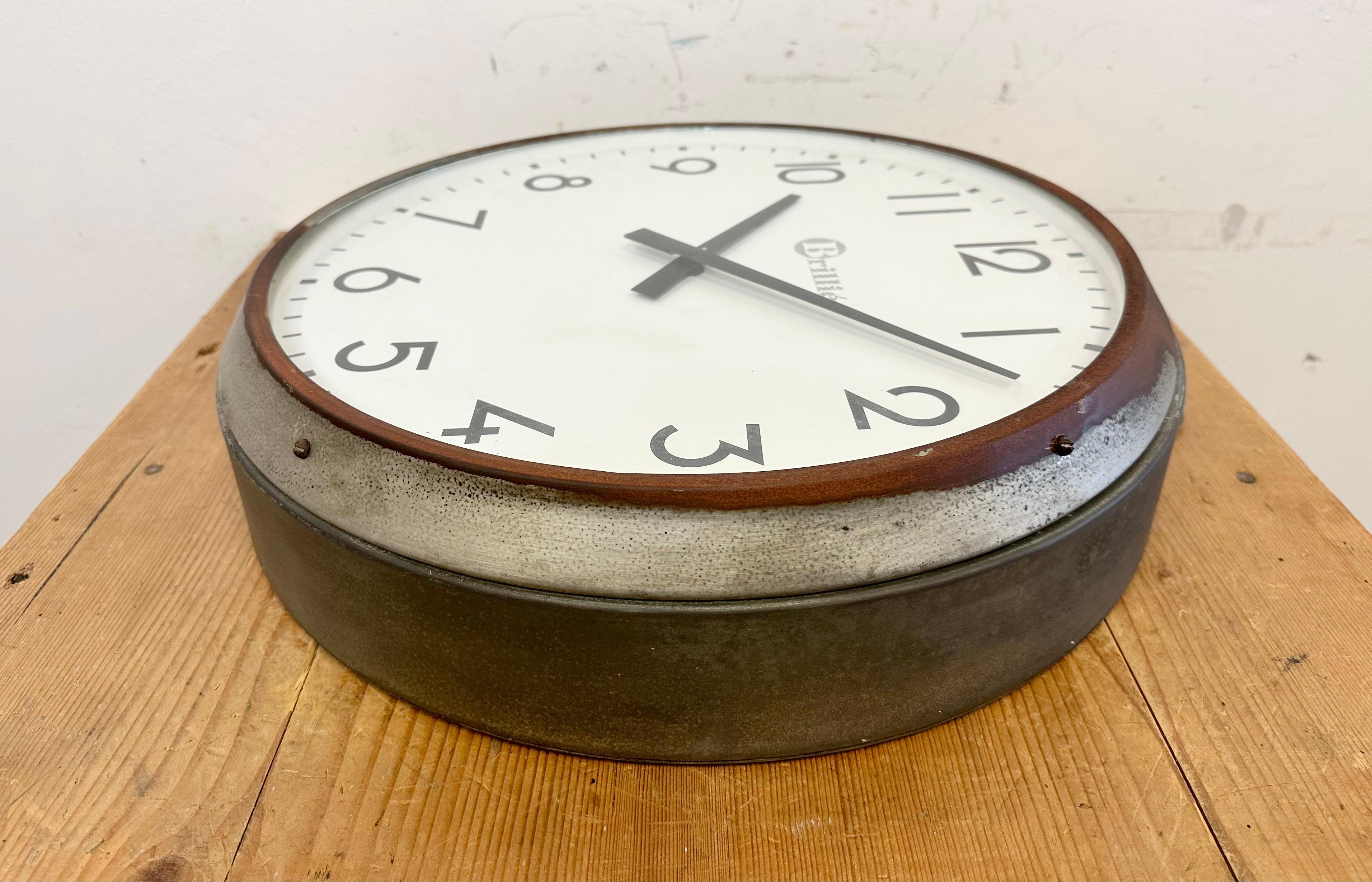 Vintage Grey French Factory Wall Clock from Brillié, 1950s For Sale 4