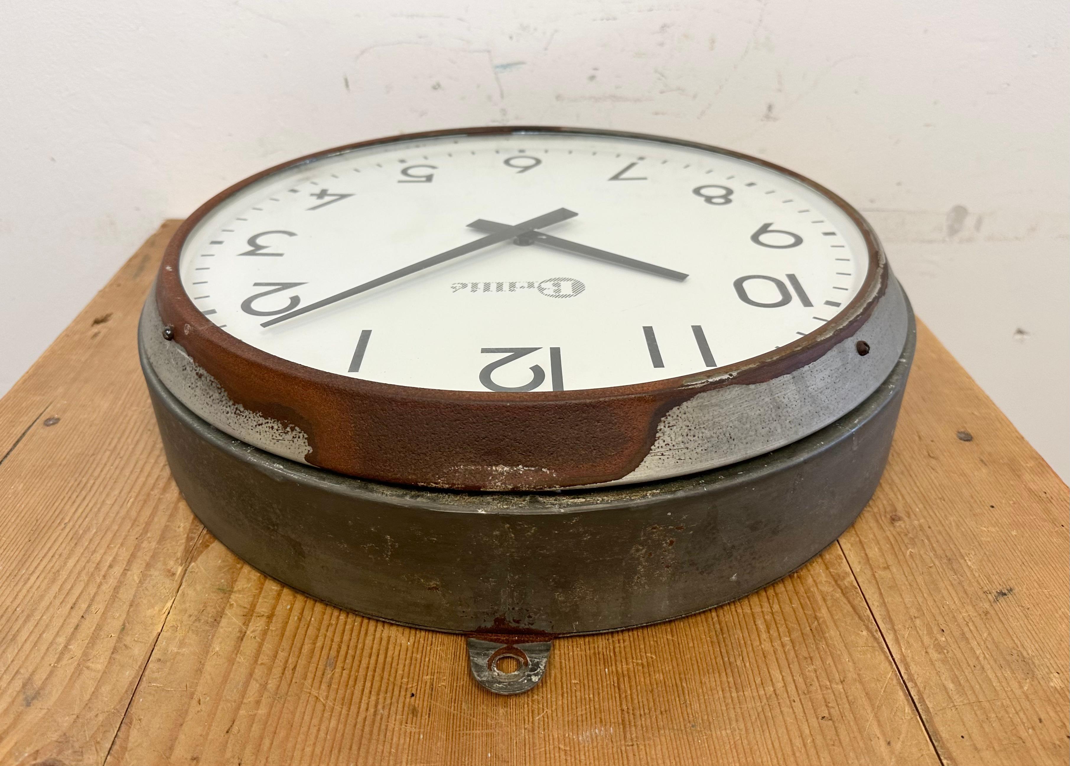 Vintage Grey French Factory Wall Clock from Brillié, 1950s For Sale 5