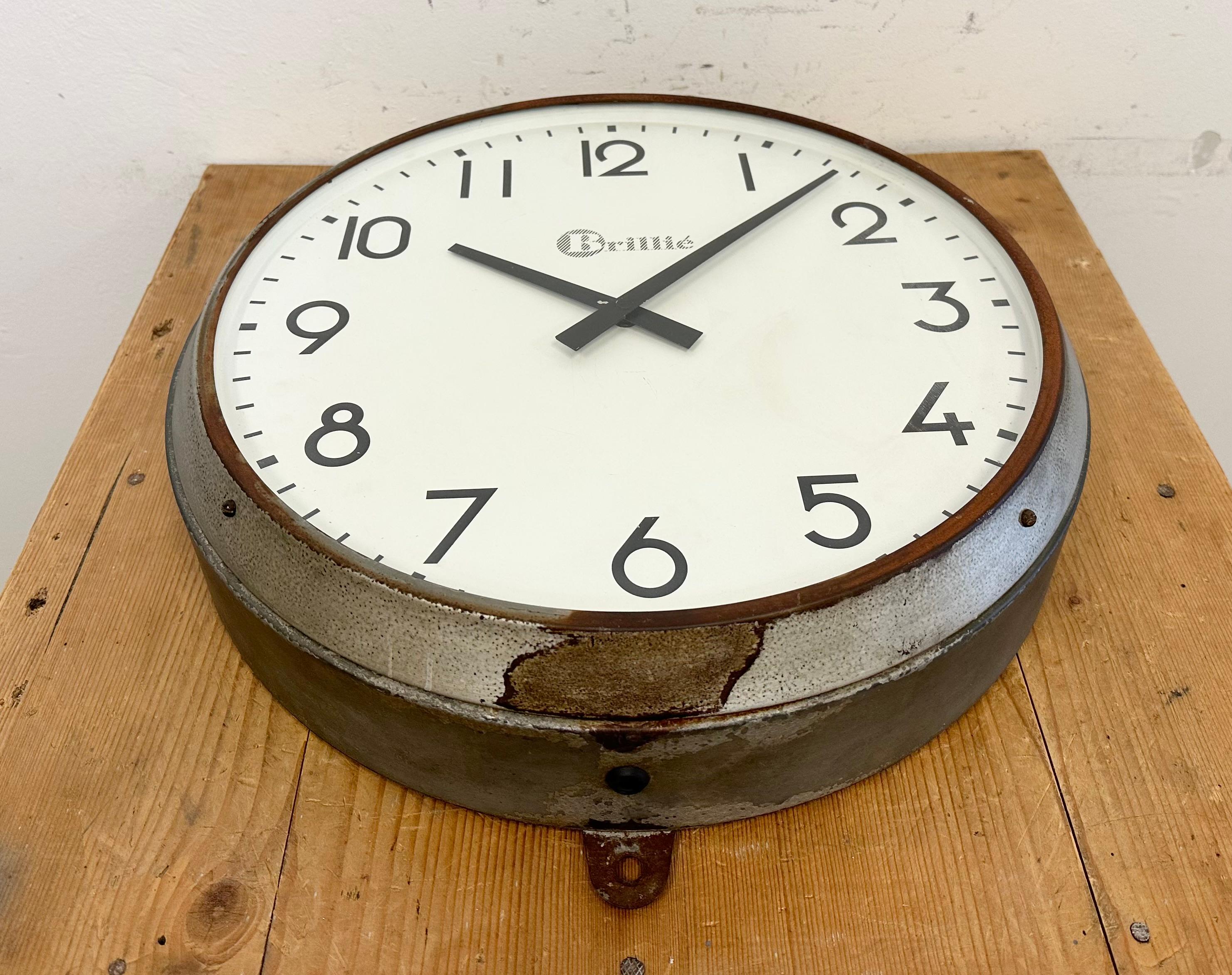 Vintage Grey French Factory Wall Clock from Brillié, 1950s For Sale 1