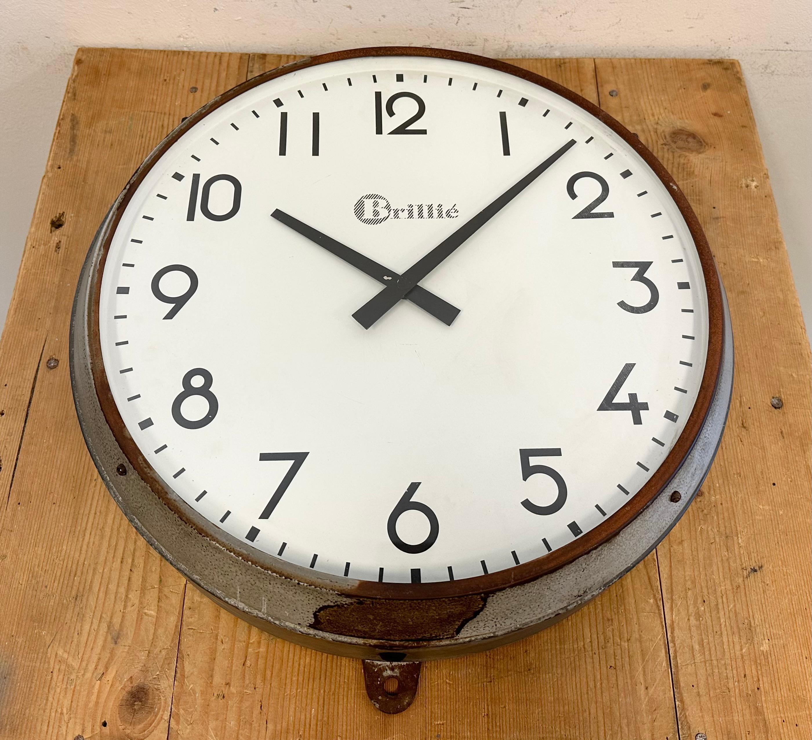 Vintage Grey French Factory Wall Clock from Brillié, 1950s For Sale 2