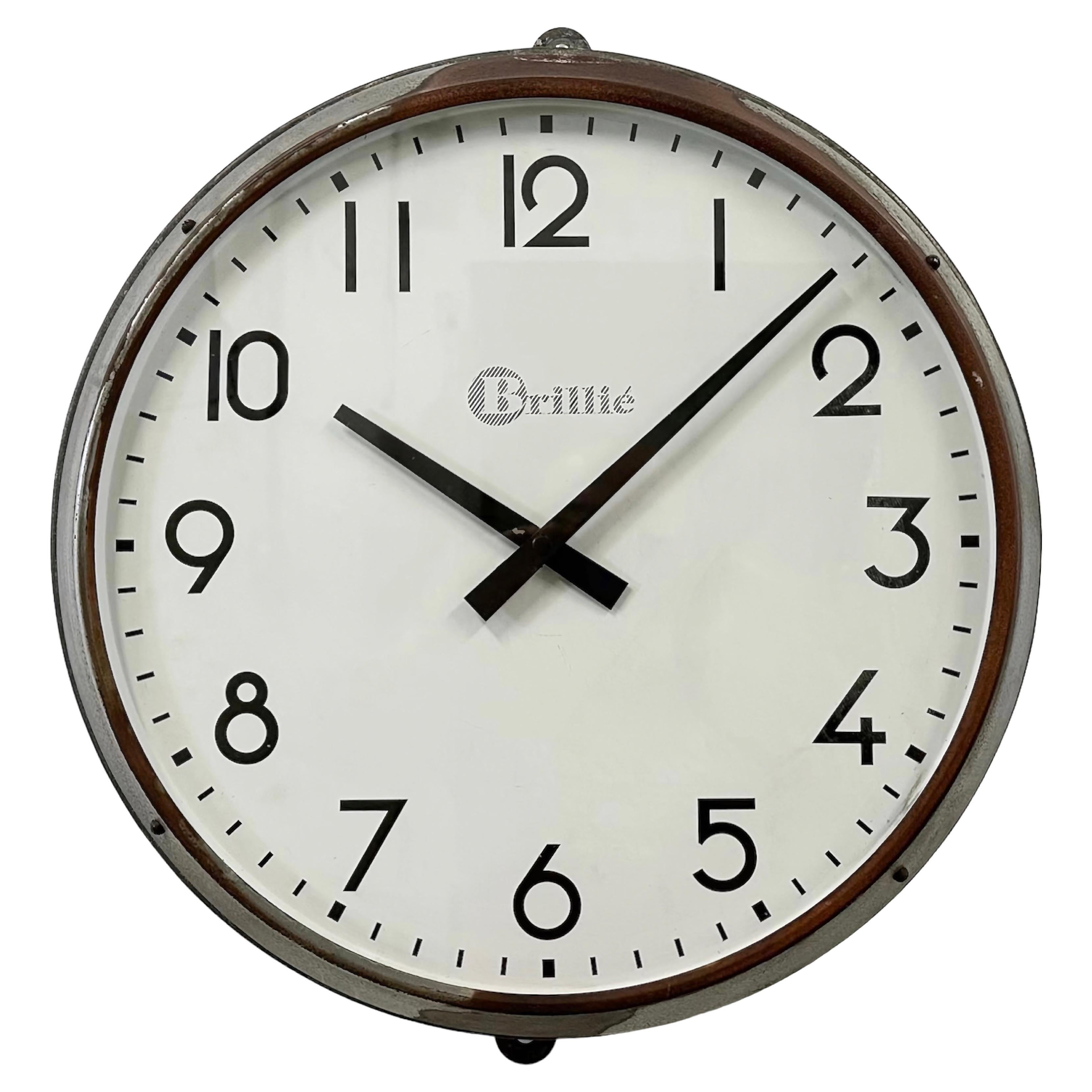Vintage Grey French Factory Wall Clock from Brillié, 1950s For Sale
