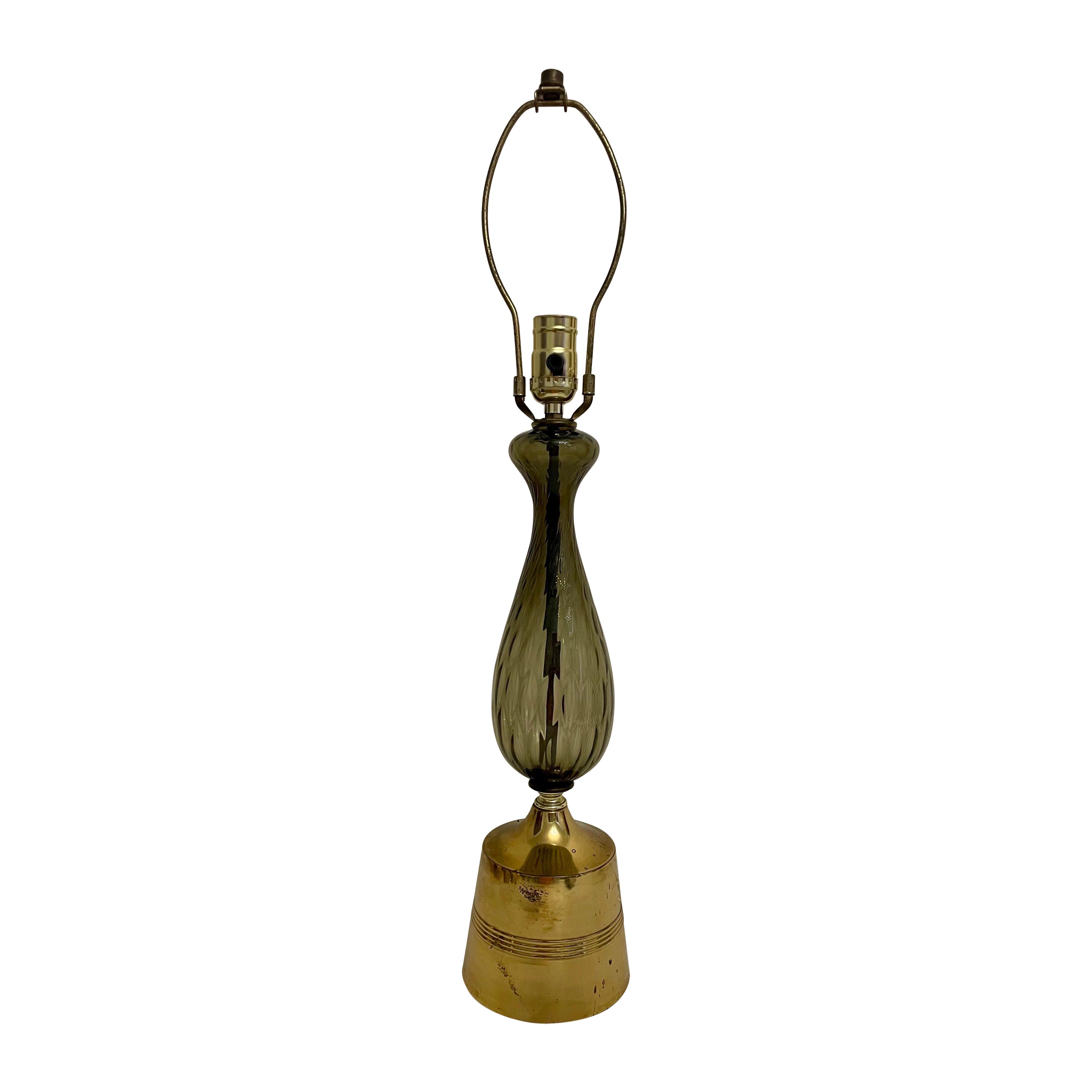 Lampe à poser vintage en verre gris