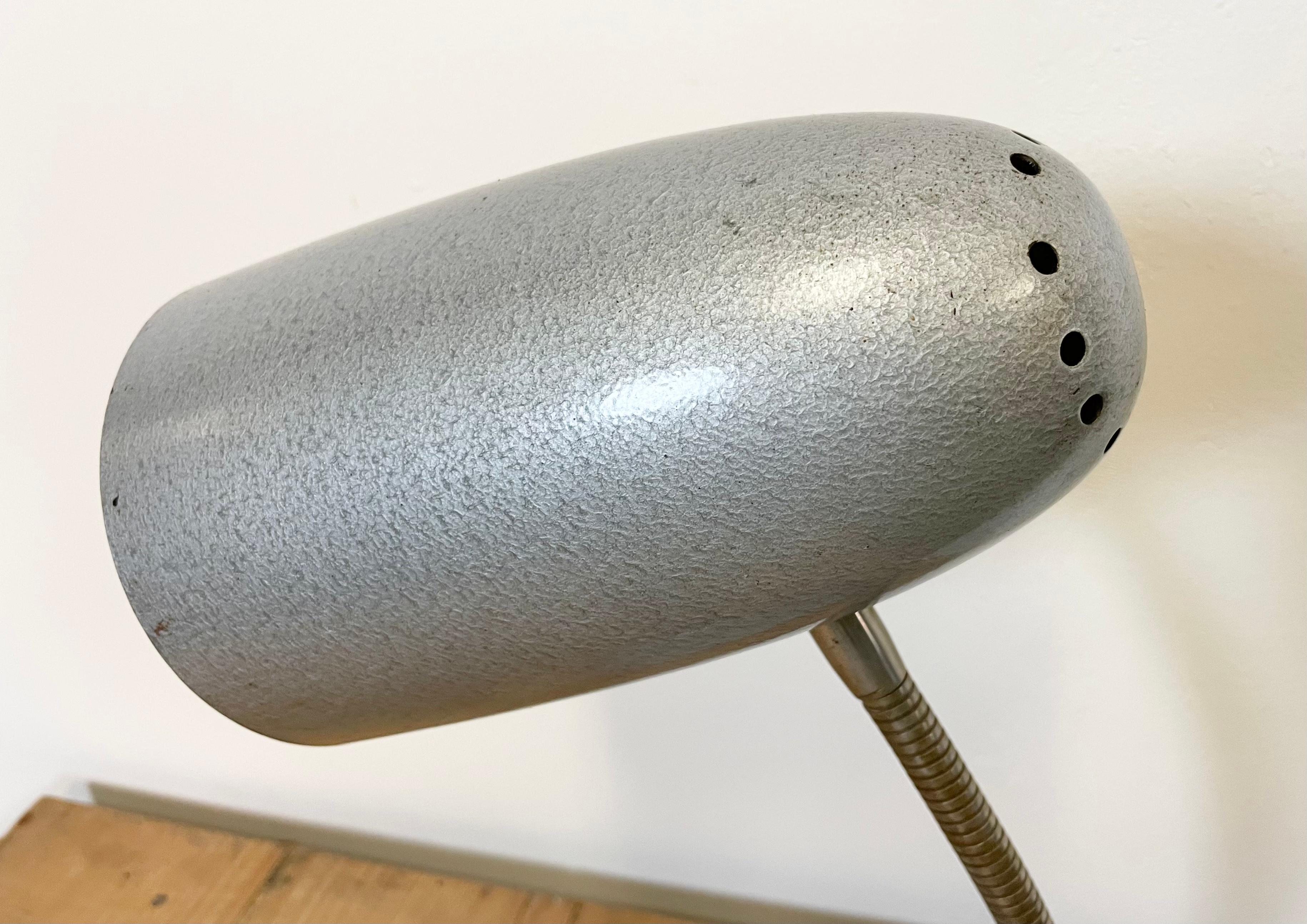 Industrial Vintage Grey Gooseneck Desk Lamp, 1960s For Sale