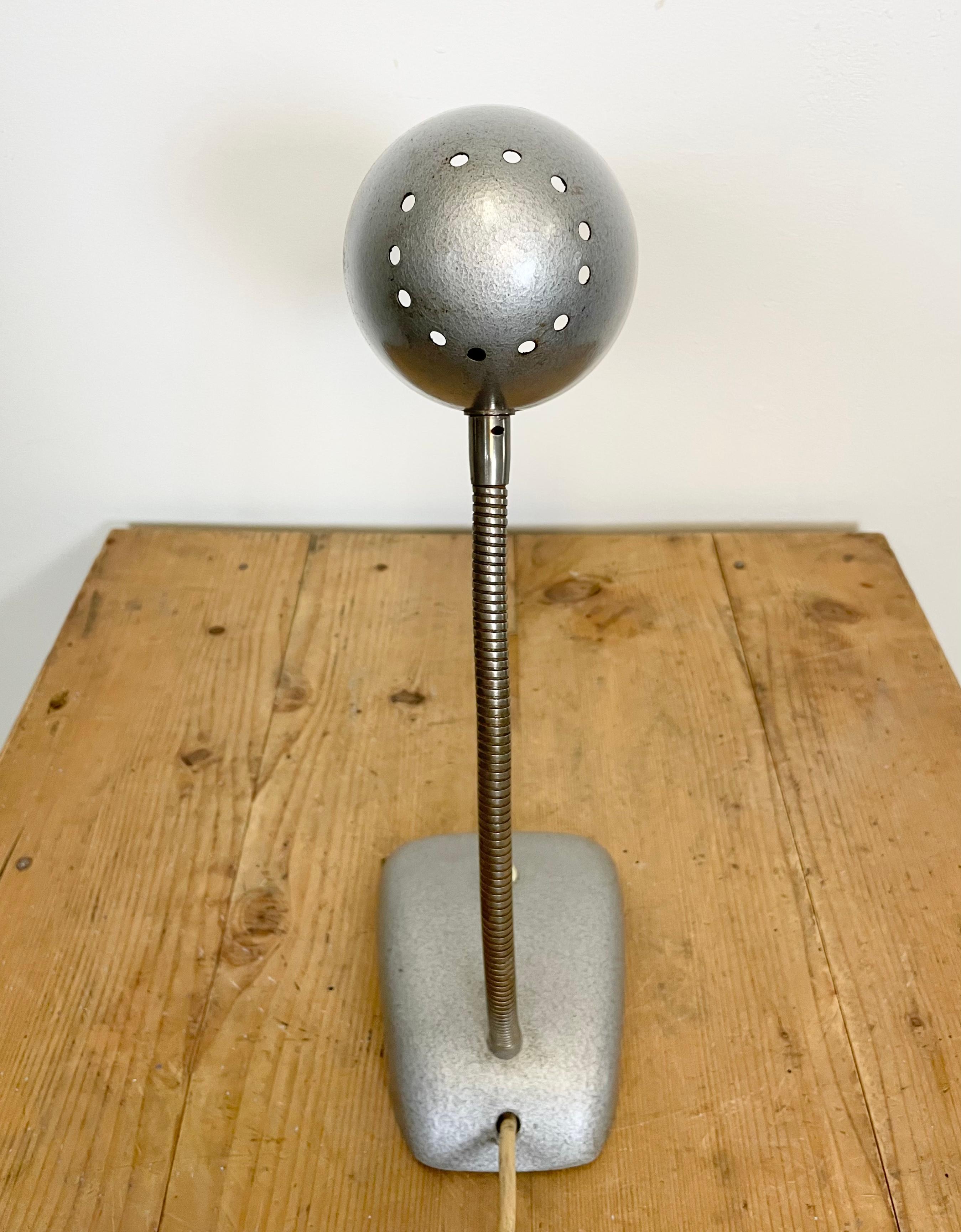 Metal Vintage Grey Gooseneck Desk Lamp, 1960s
