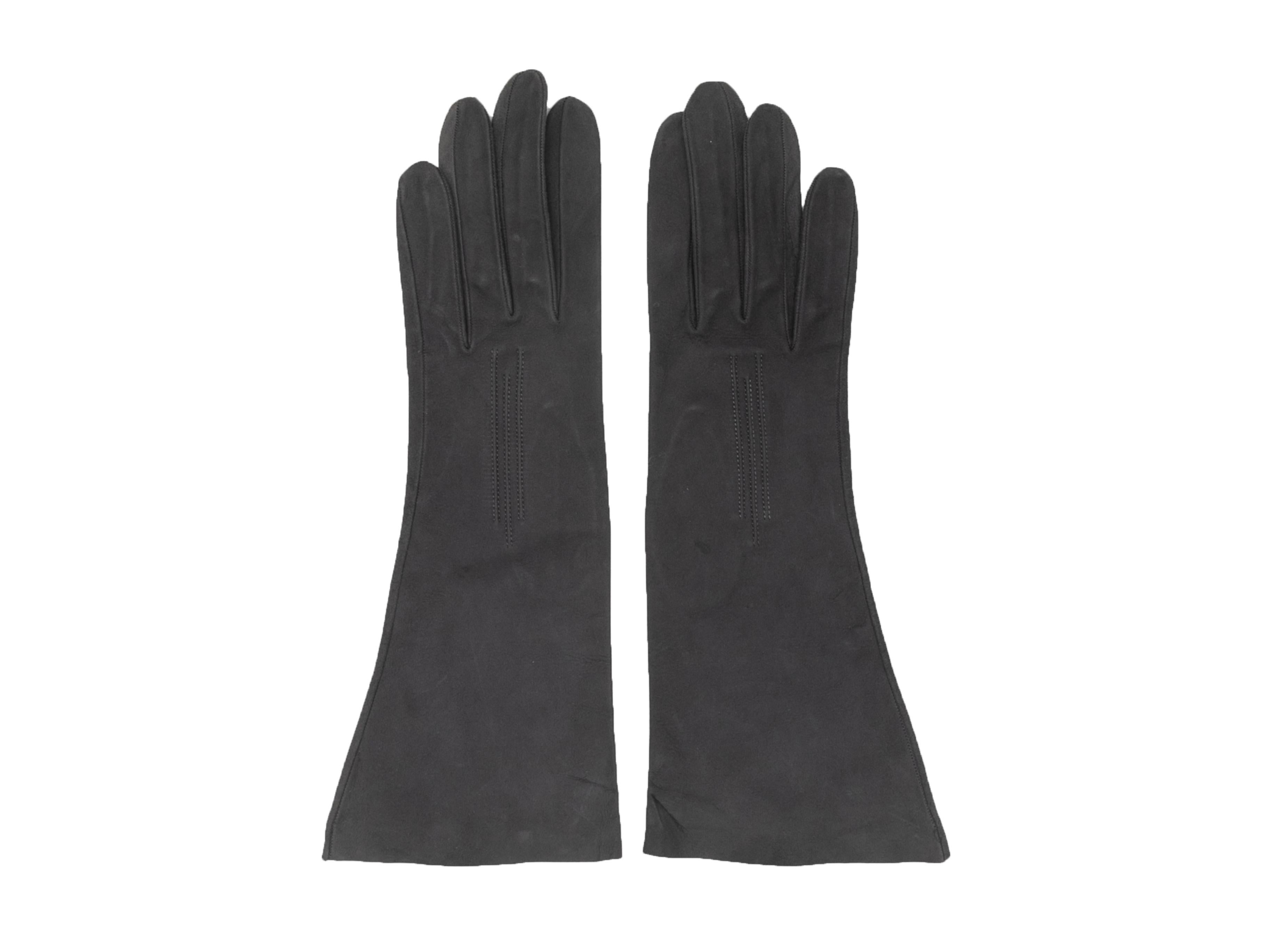 Black Vintage Grey Hermes Suede Gloves Size US XS For Sale