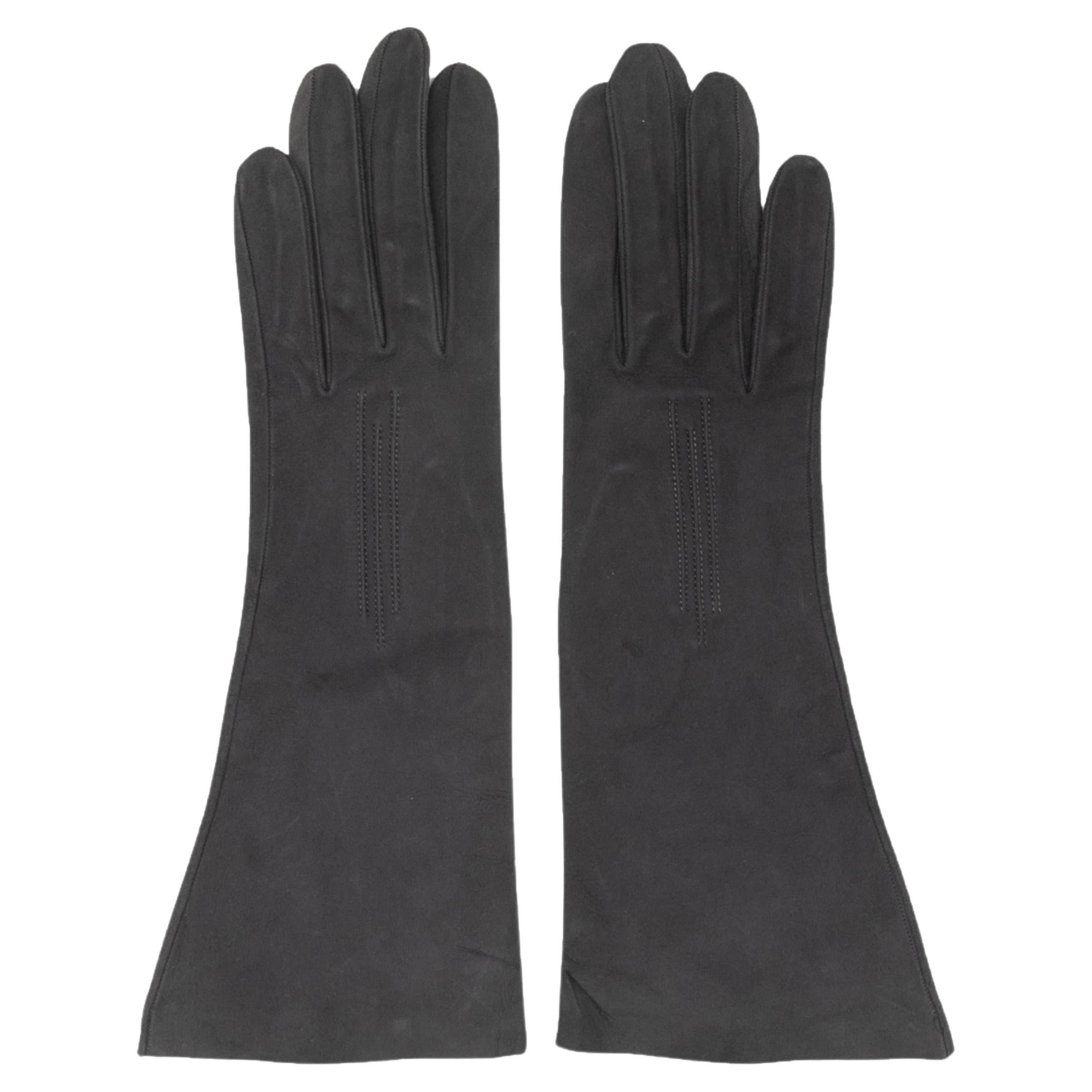Vintage Grey Hermes Suede Gloves Size US XS For Sale