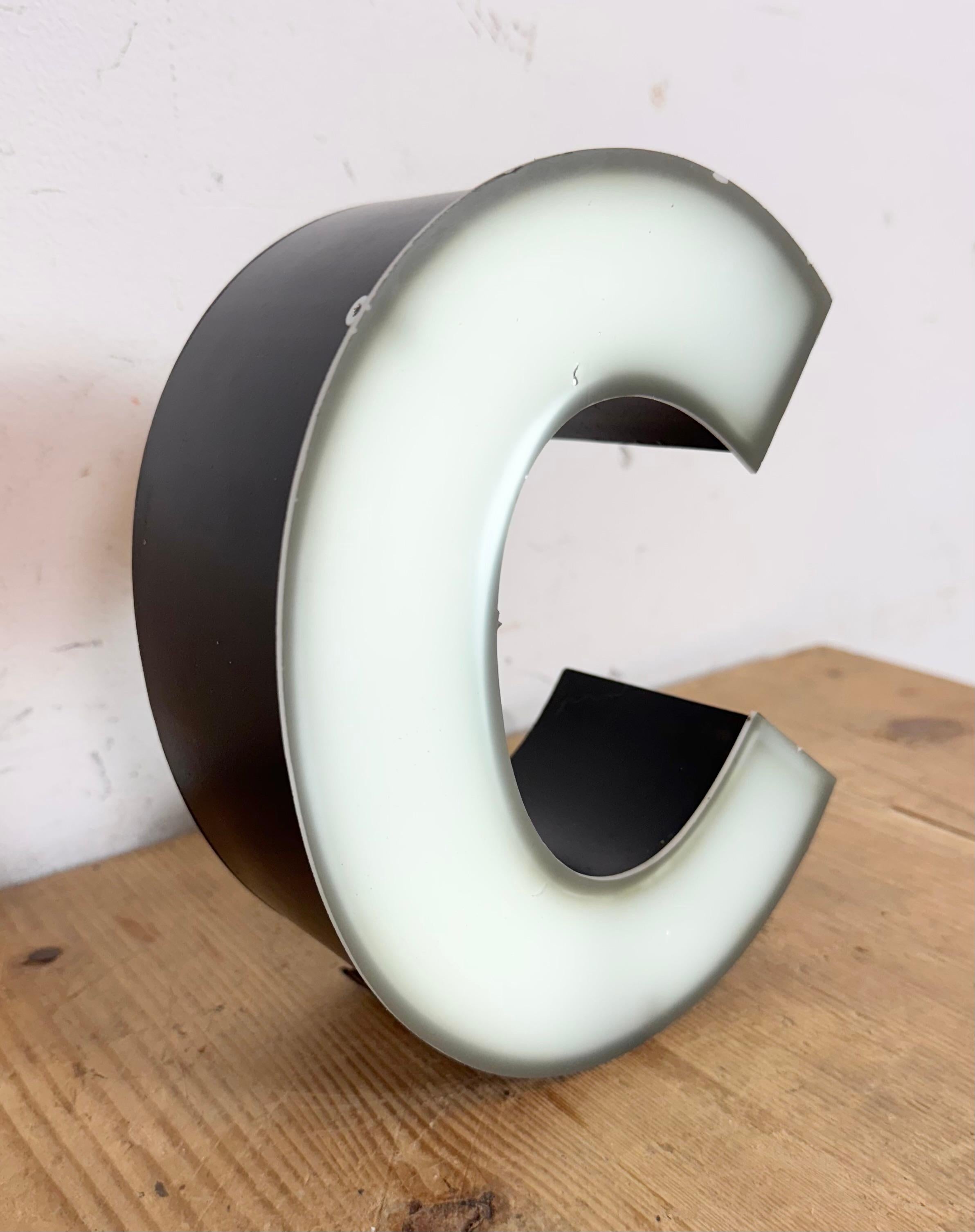 Vintage Grey Illuminated Letter C, 1970s For Sale 3
