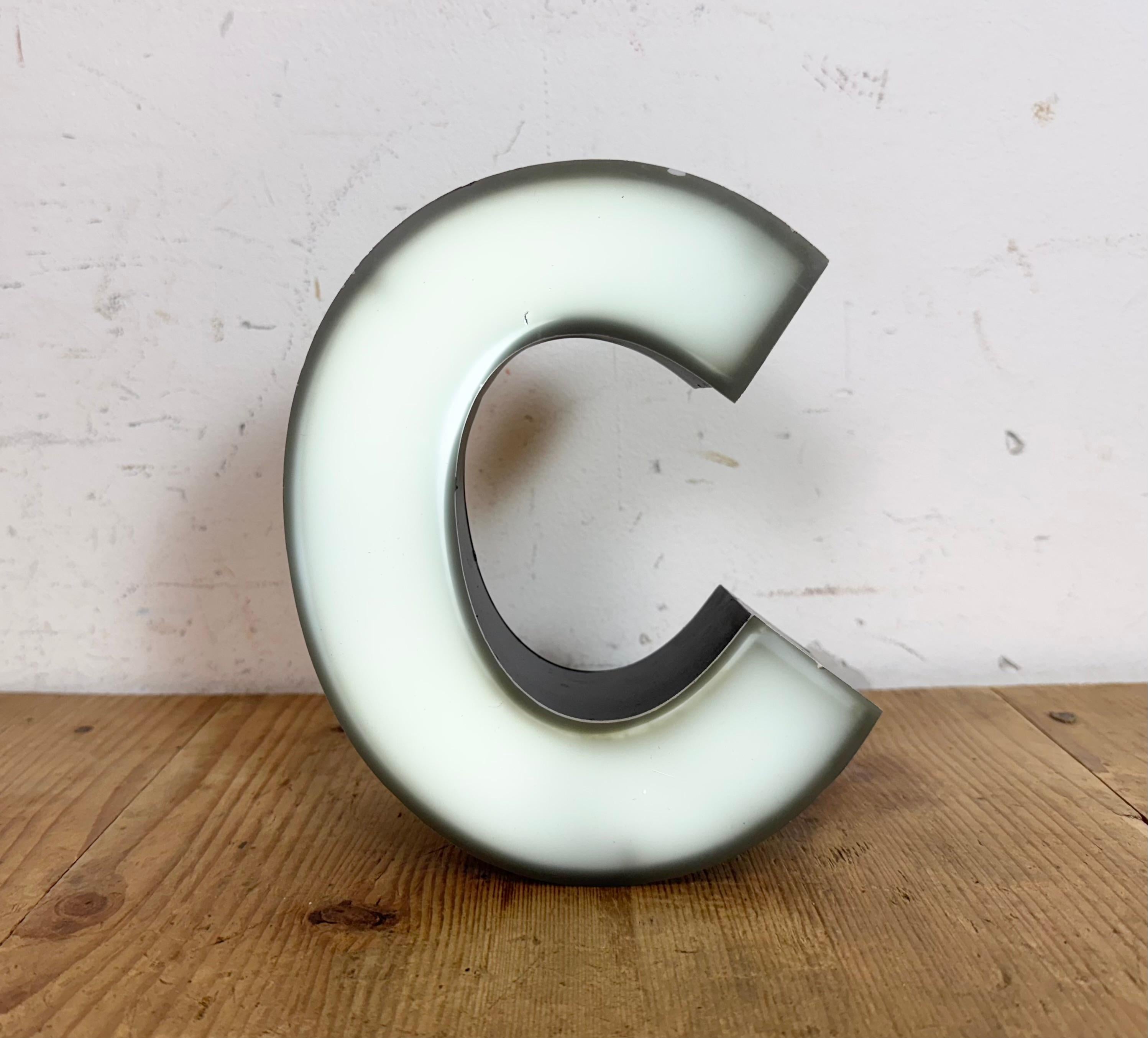 Vintage Grey Illuminated Letter C, 1970s For Sale 1