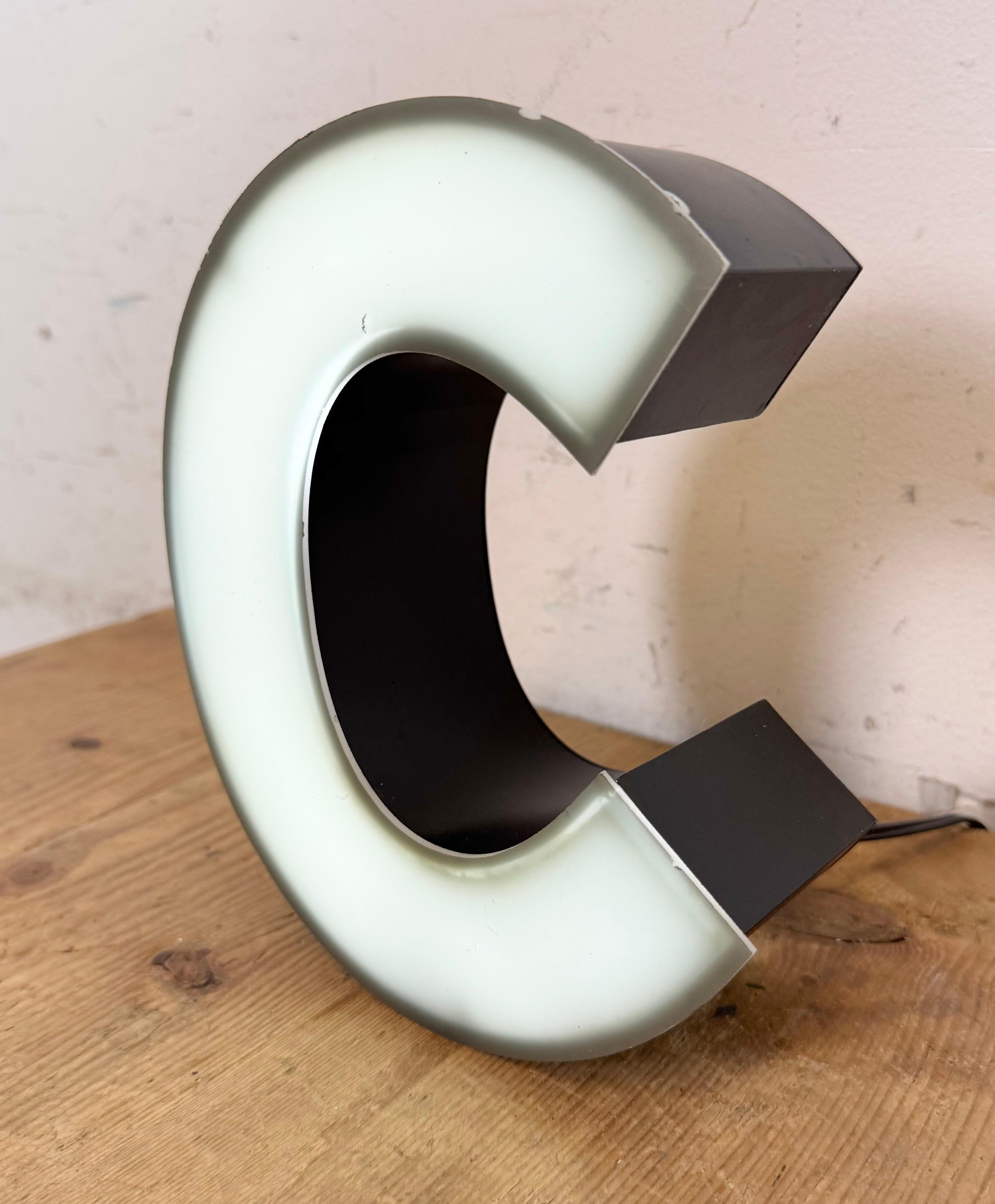 Vintage Grey Illuminated Letter C, 1970s For Sale 2