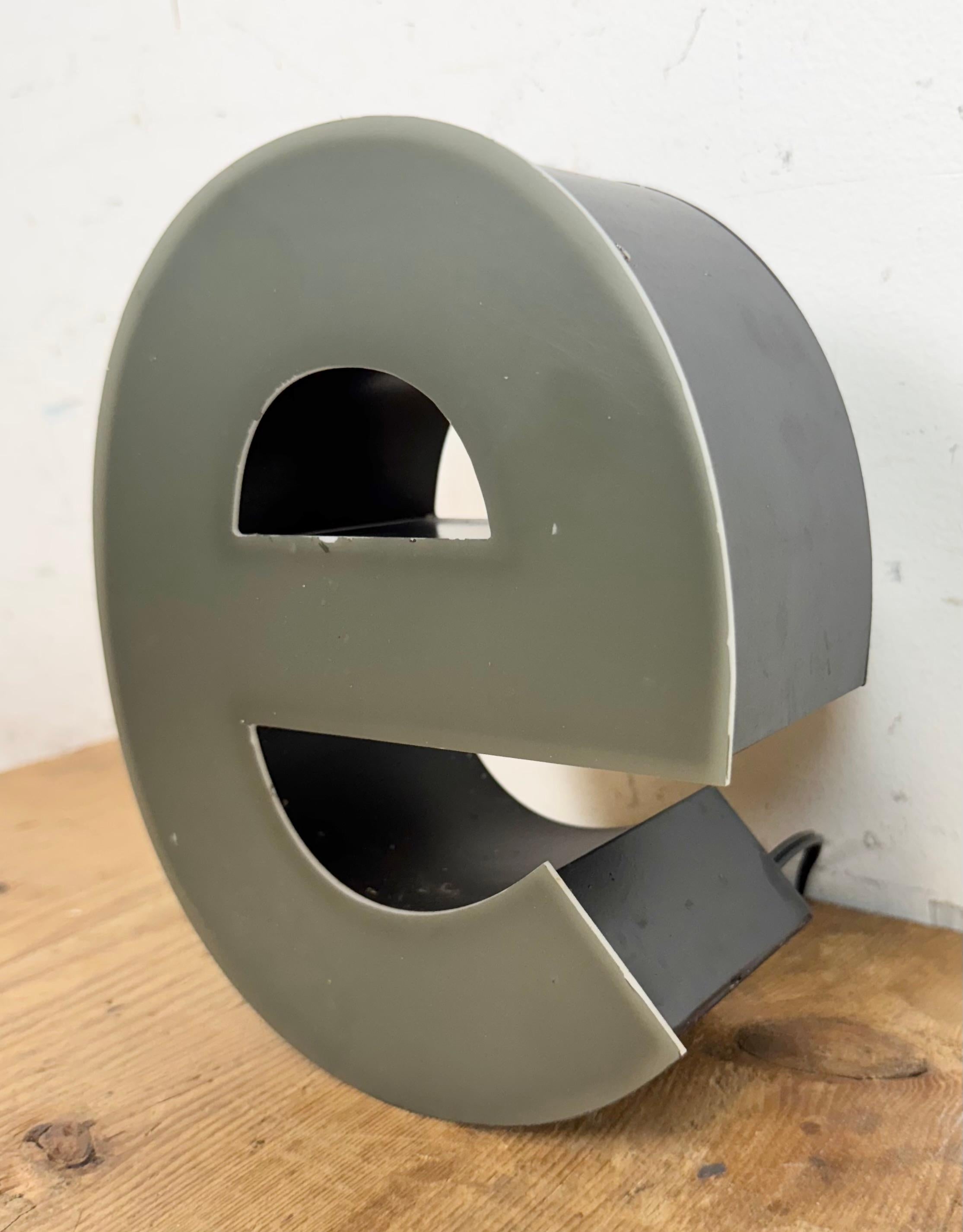 German Vintage Grey Illuminated Letter E, 1970s For Sale