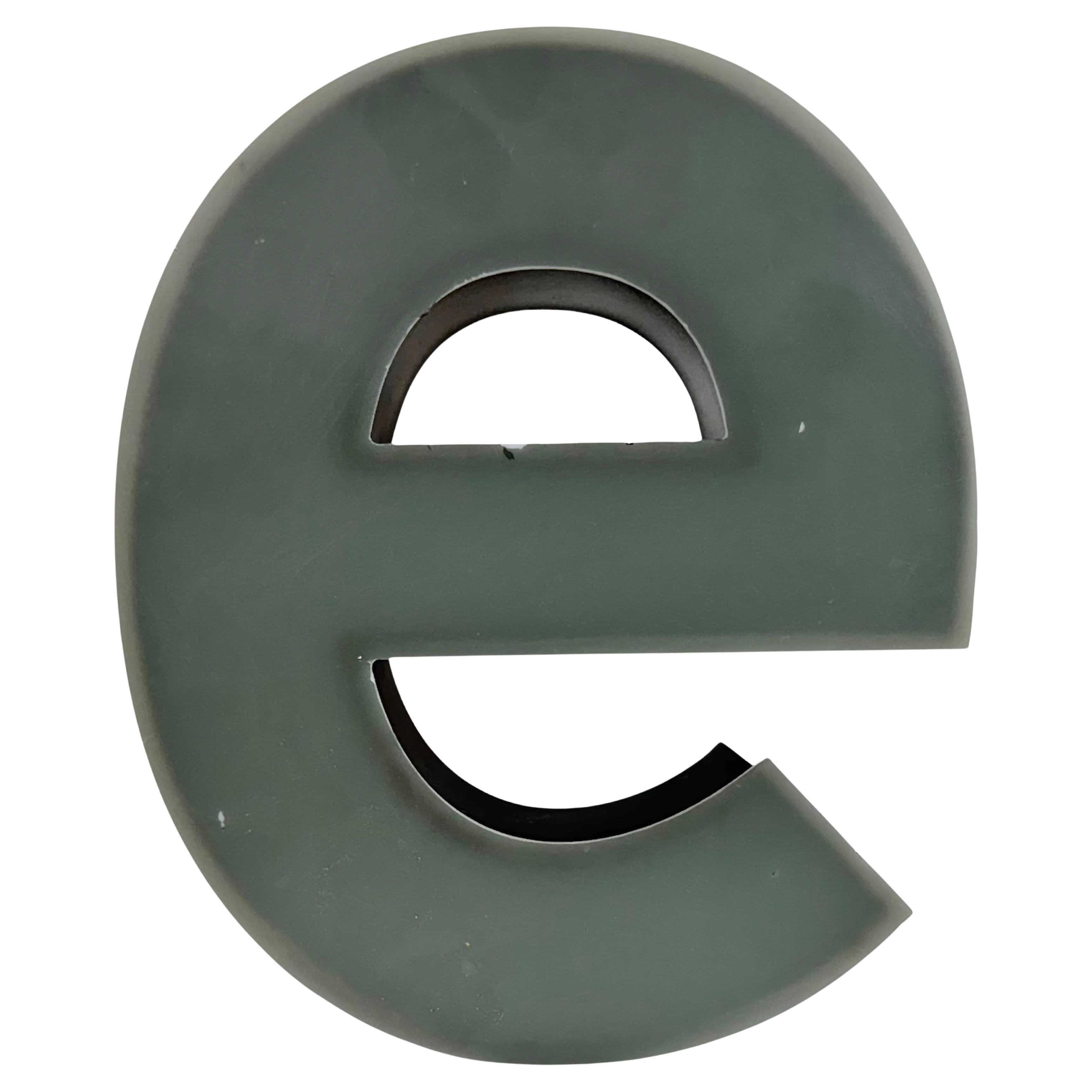 Vintage Grey Illuminated Letter E, 1970s