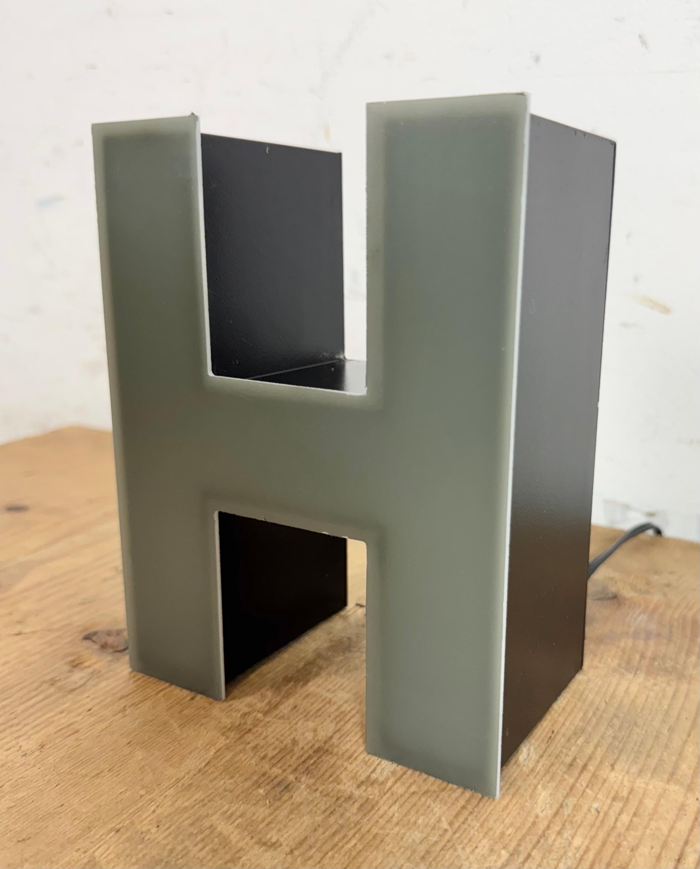 Industrial Vintage Grey Illuminated Letter H , 1970s For Sale