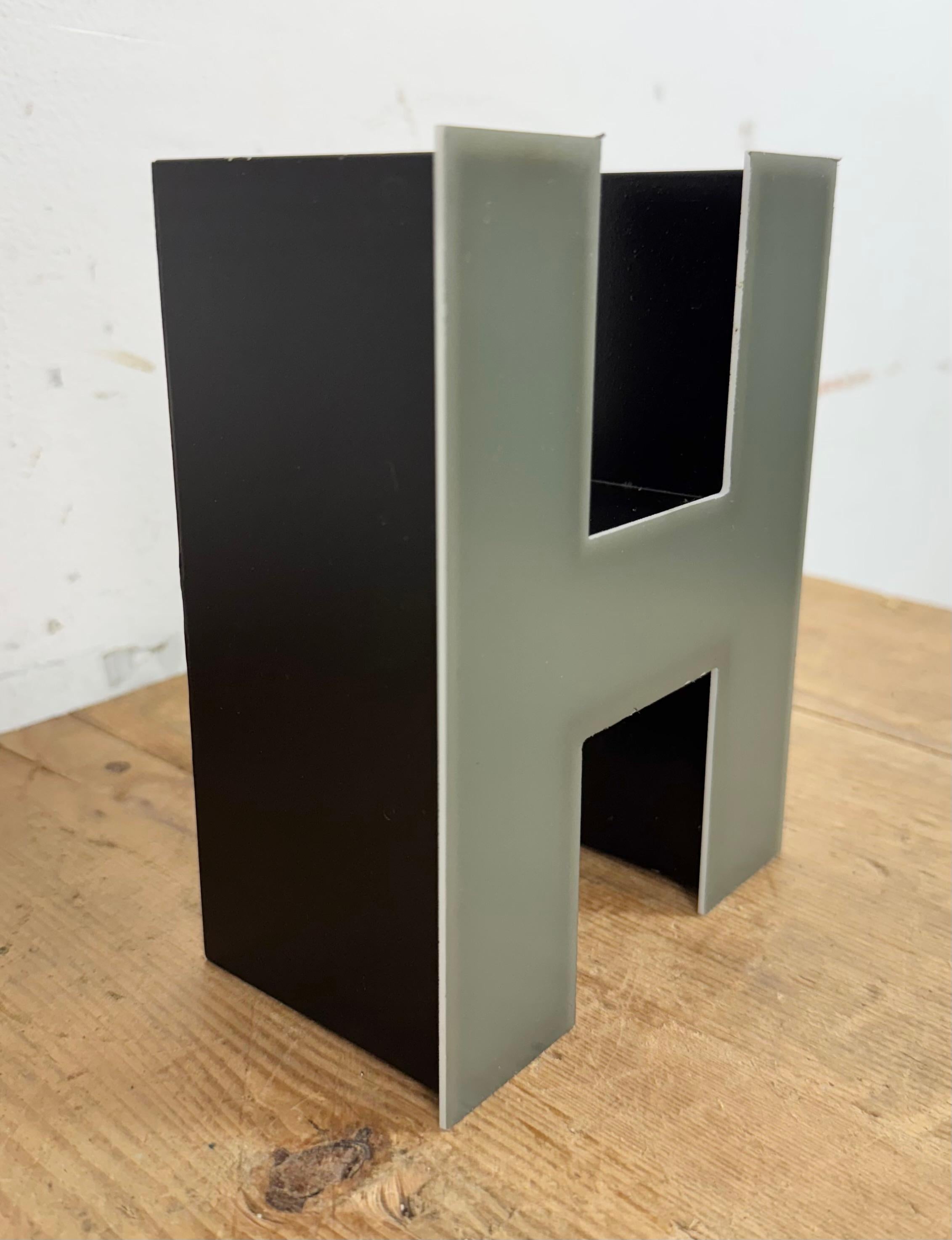 German Vintage Grey Illuminated Letter H , 1970s For Sale