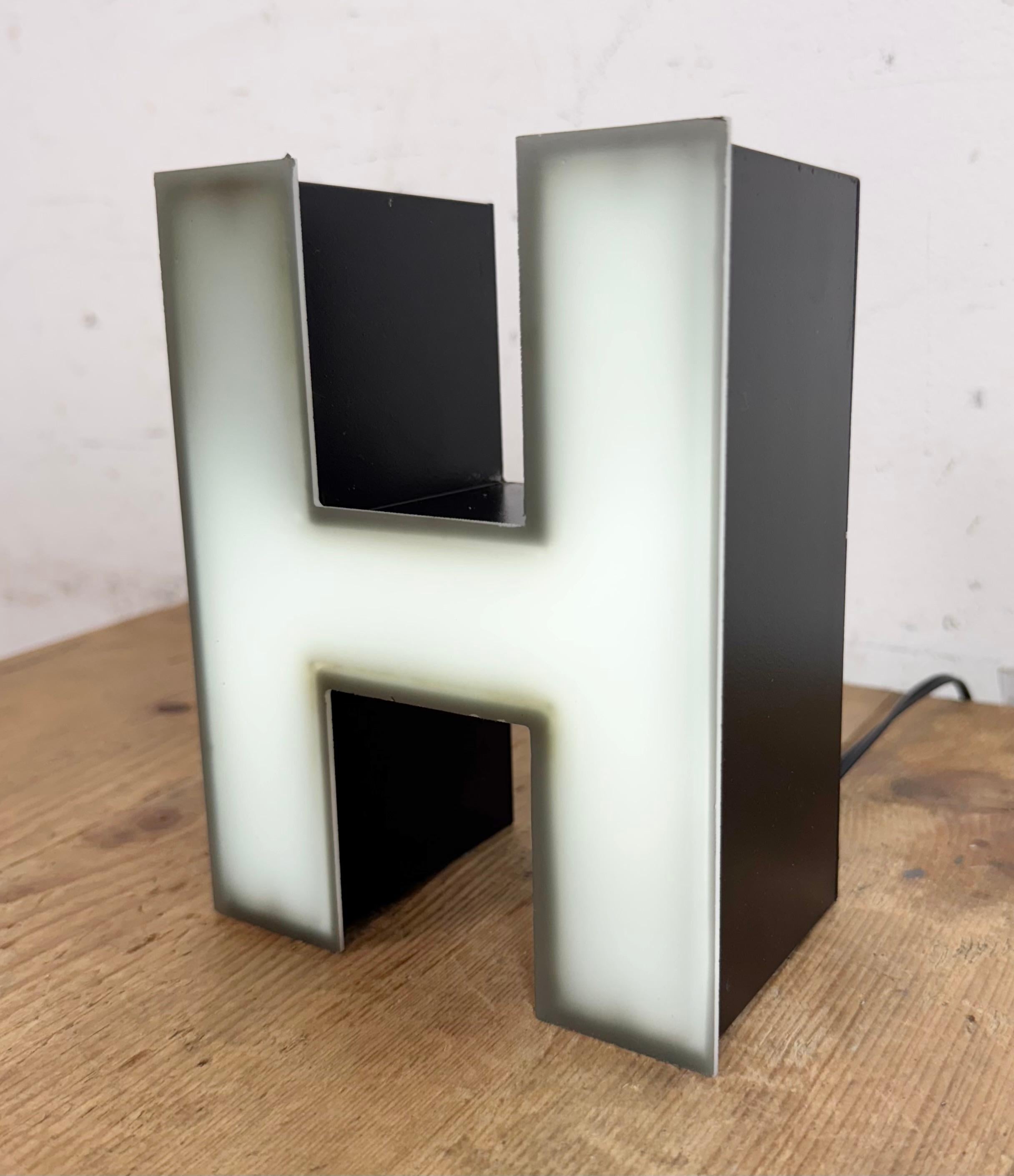 Vintage Grey Illuminated Letter H , 1970s For Sale 2
