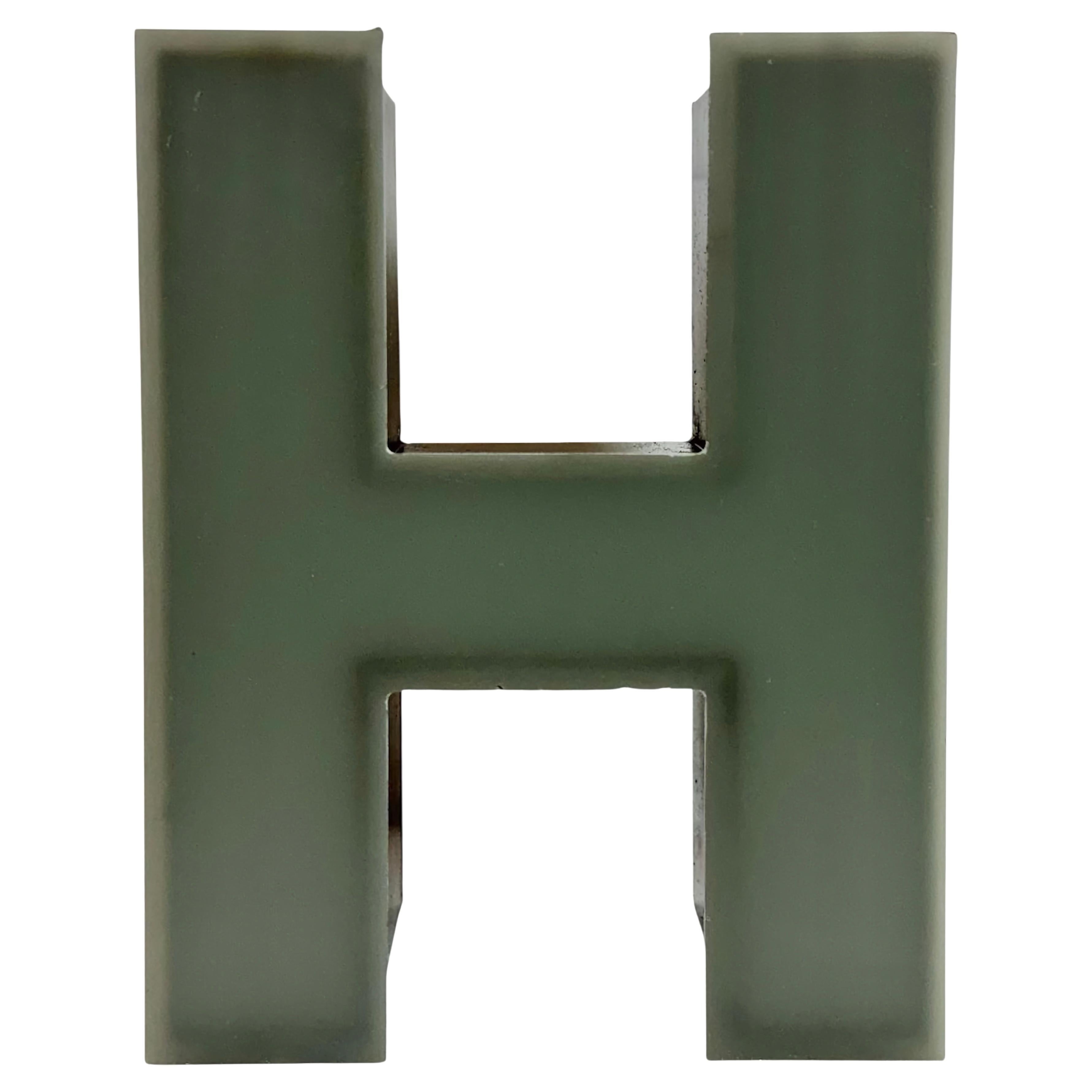 Vintage Grey Illuminated Letter H , 1970s