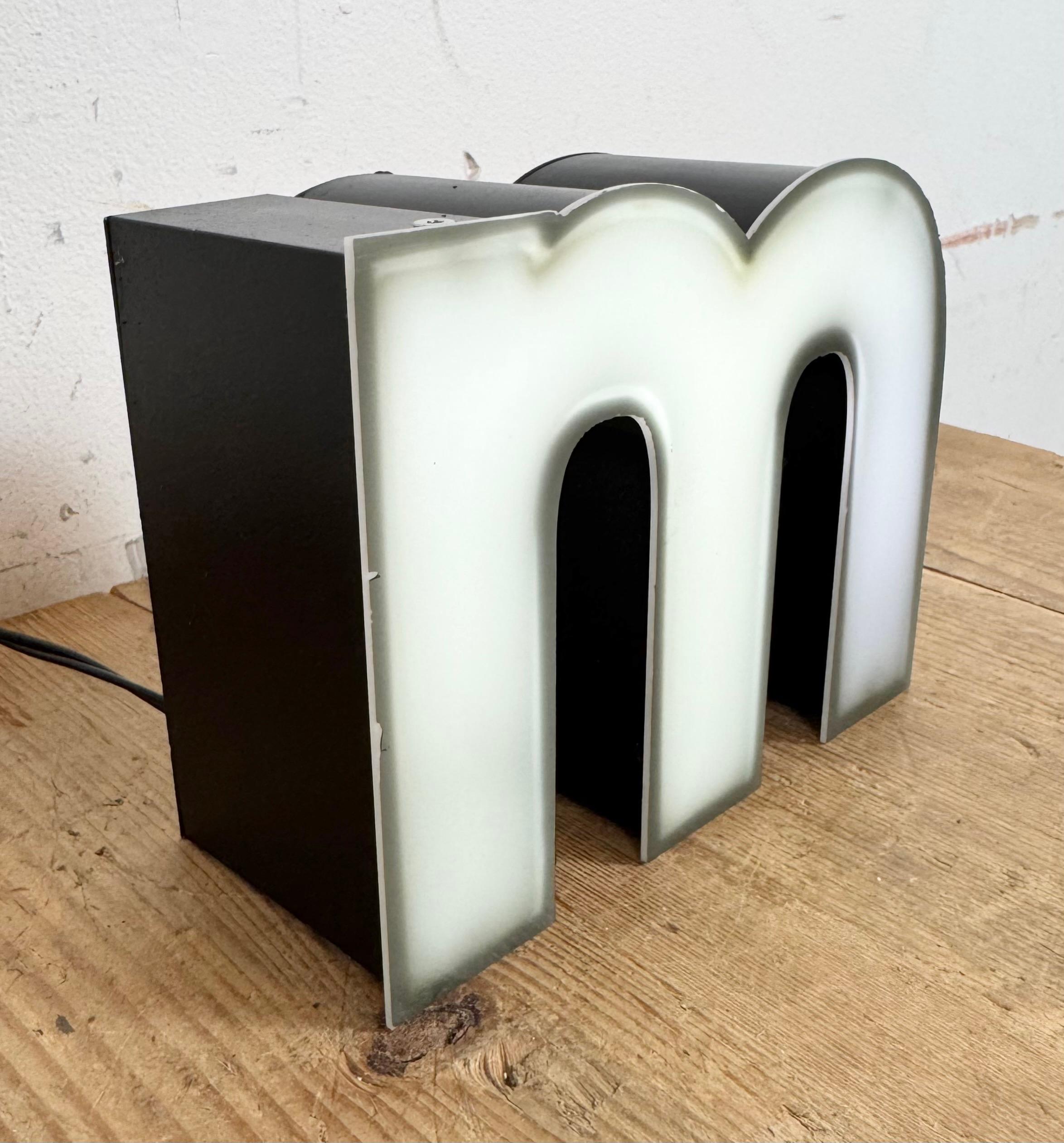Vintage Grey Illuminated Letter M, 1970s For Sale 3