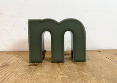 Vintage Grey Illuminated Letter M, 1970s