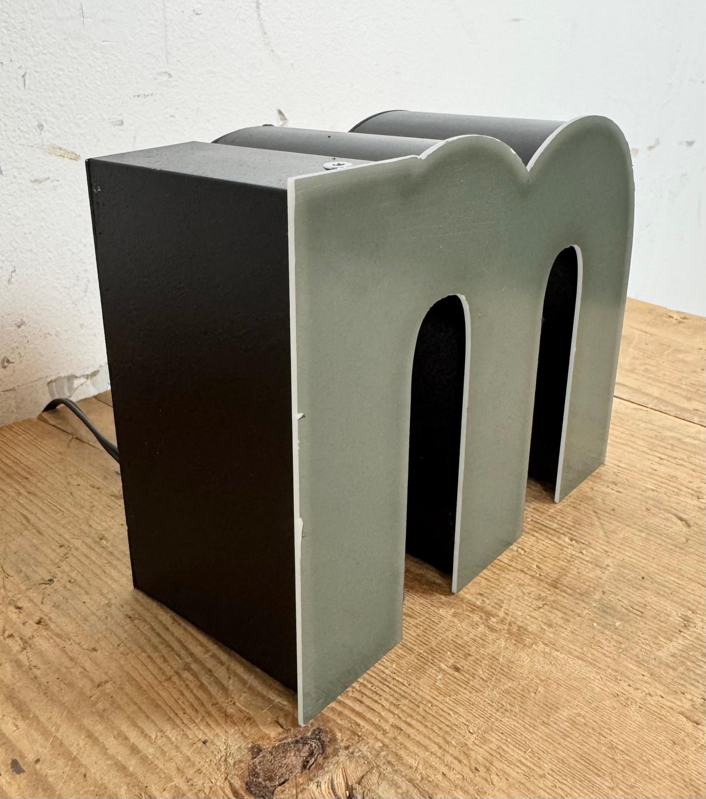 German Vintage Grey Illuminated Letter M, 1970s For Sale